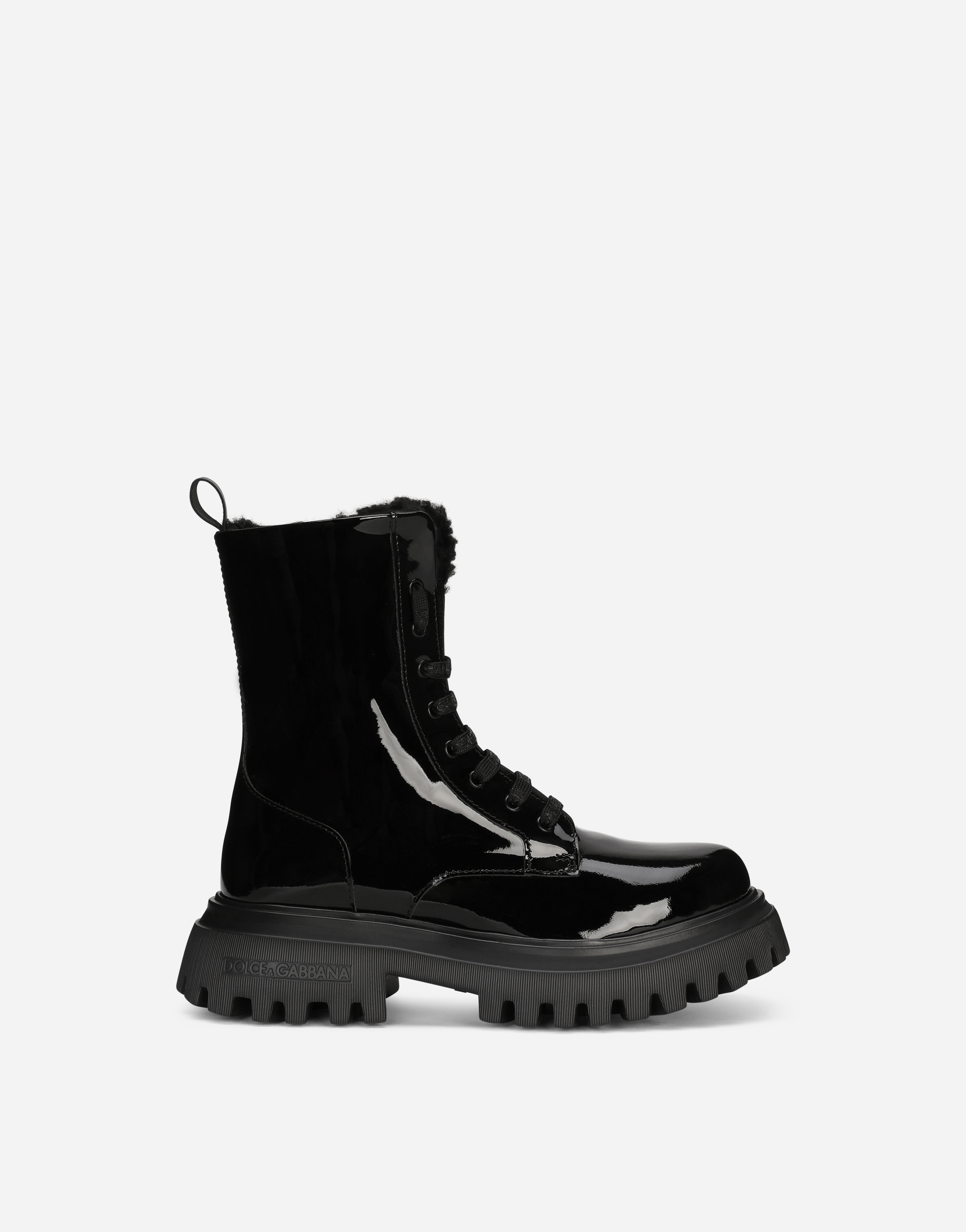 ブラックのガールズ Patent leather ankle boots | Dolce&Gabbana®