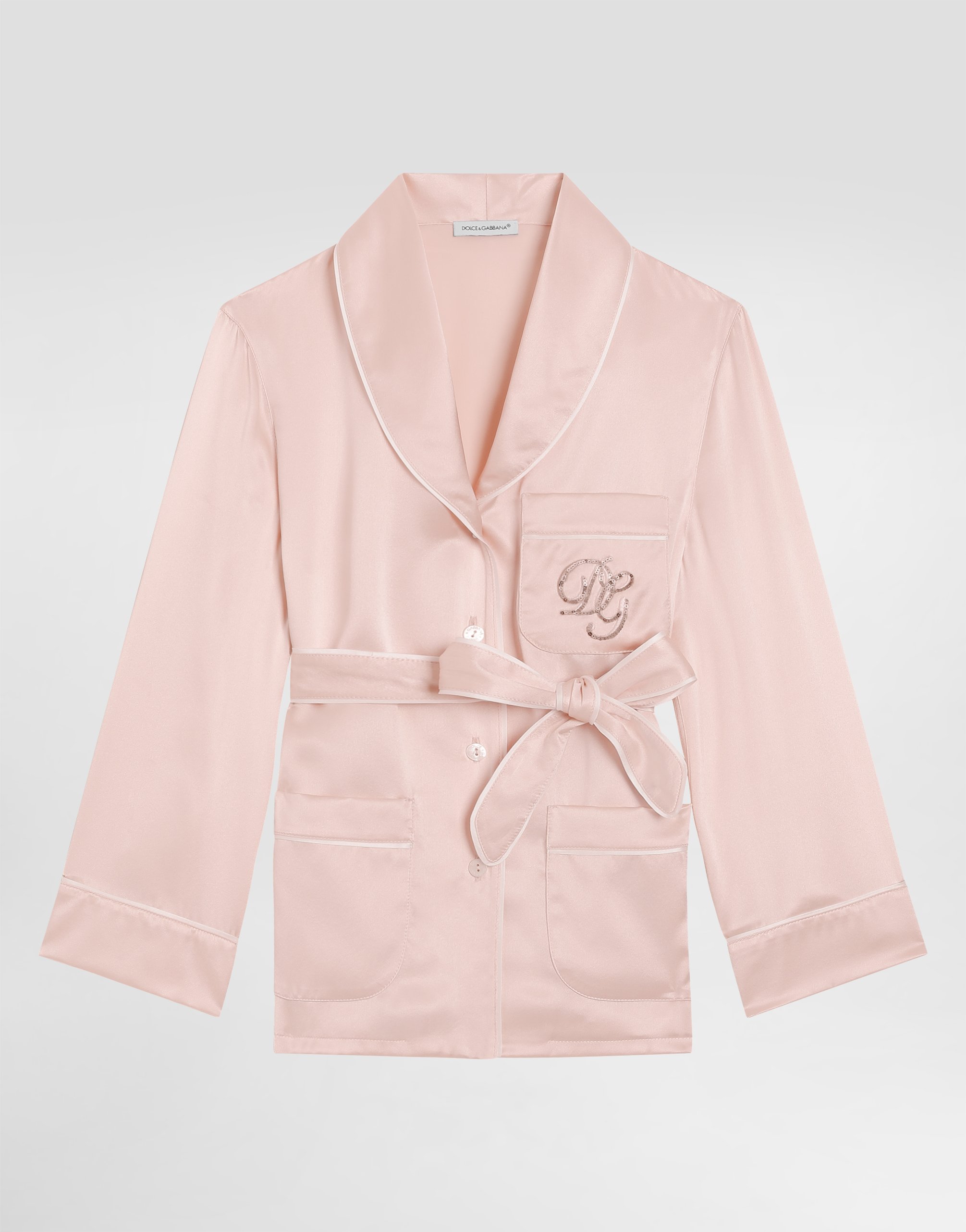 Dolce & Gabbana Silk Satin Vanity Shirt In Pink