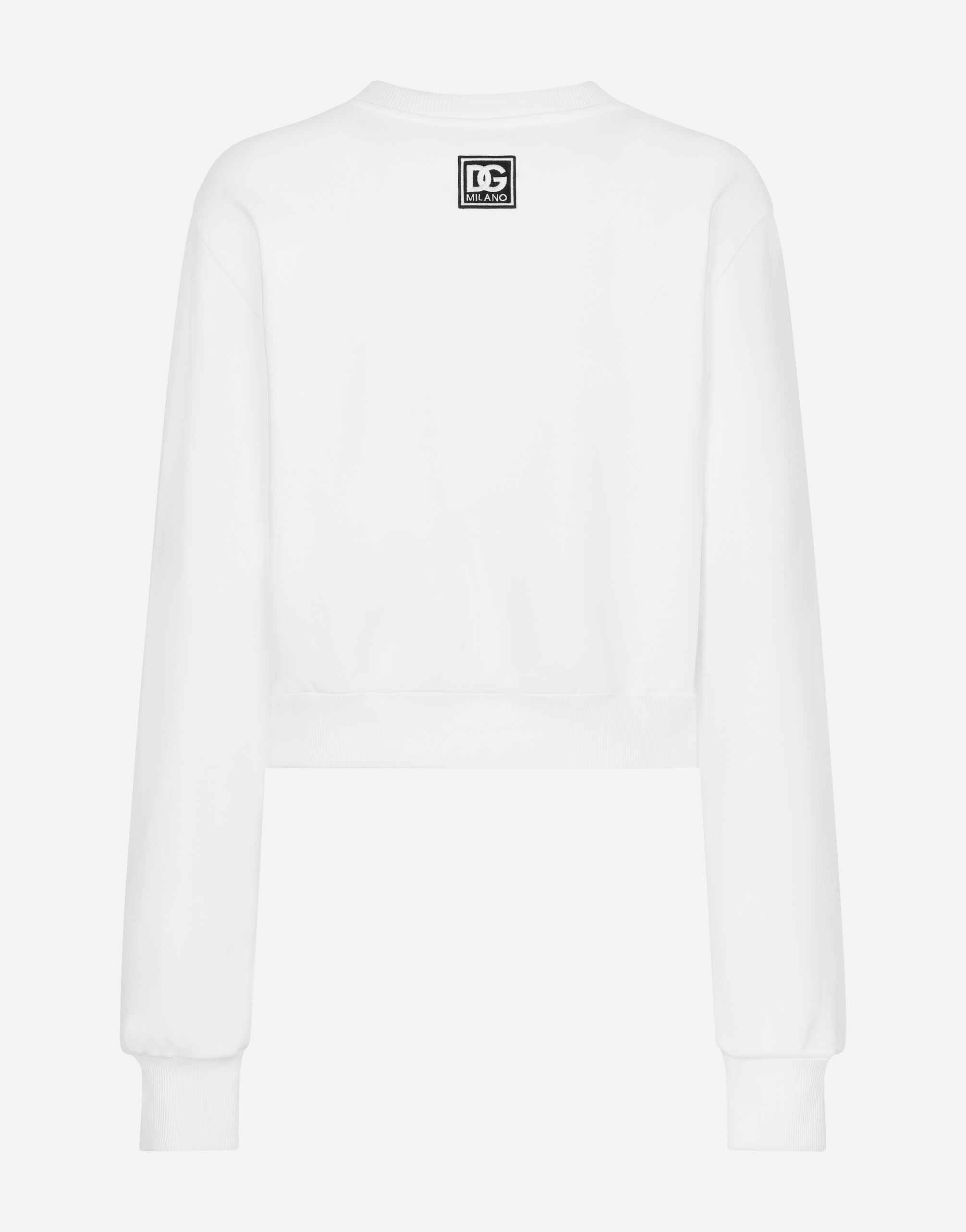 Cropped jersey sweatshirt with logo embroidery on neck