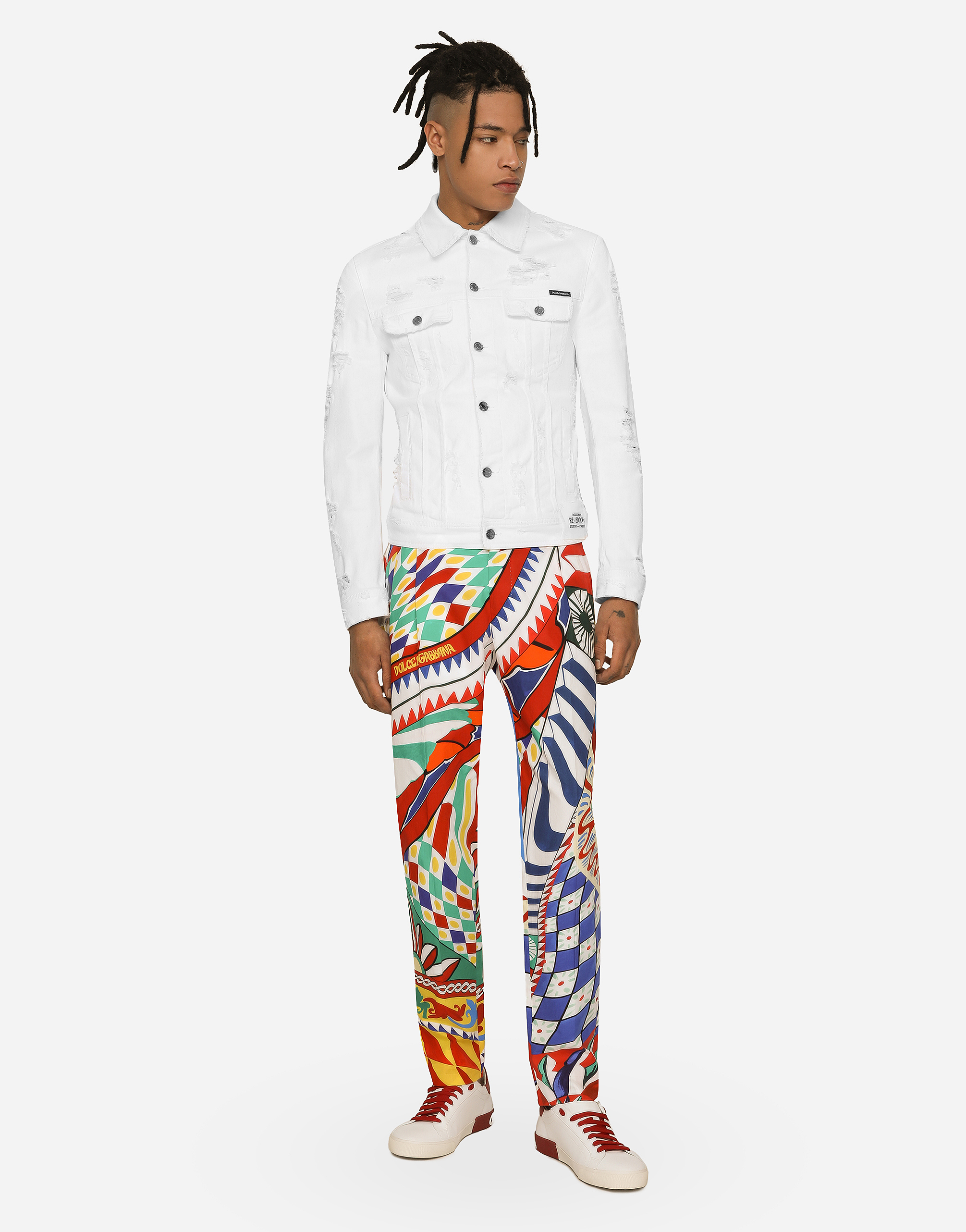DOLCE & GABBANA CARRETTO-PRINT POPLIN PANTS