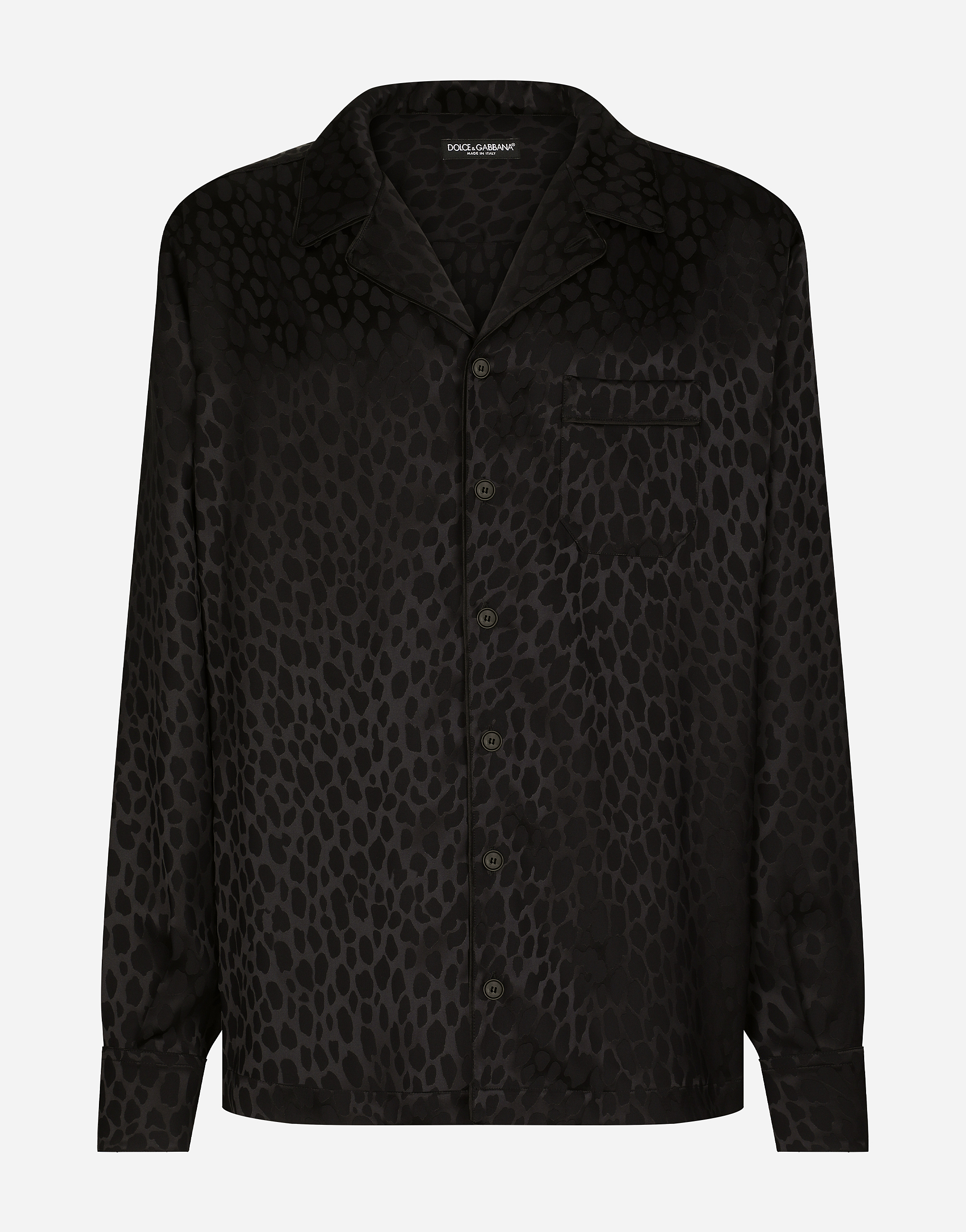 Dolce & Gabbana Ocelot-design Silk Jacquard Shirt In Black