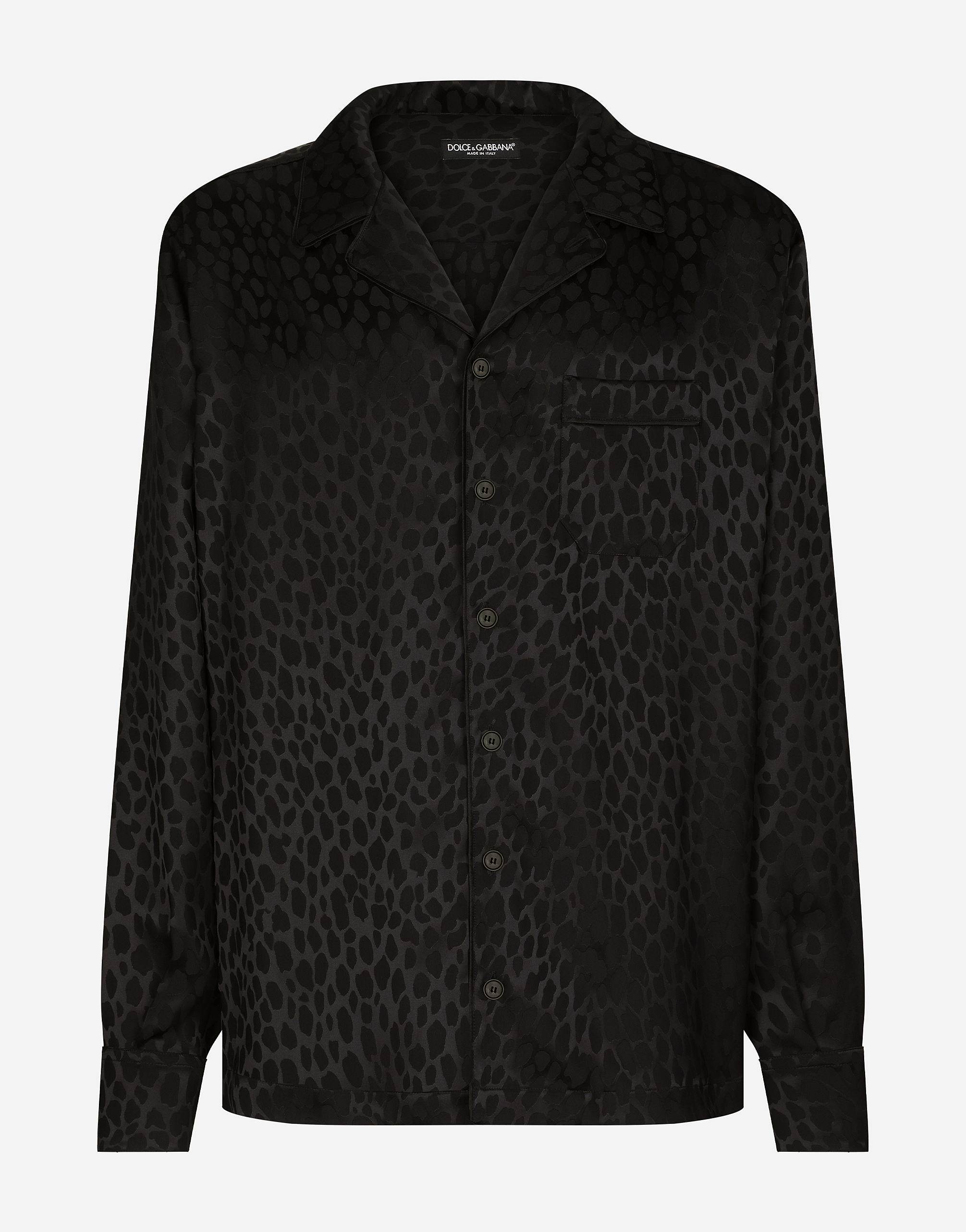 DOLCE & GABBANA OCELOT-DESIGN SILK JACQUARD SHIRT