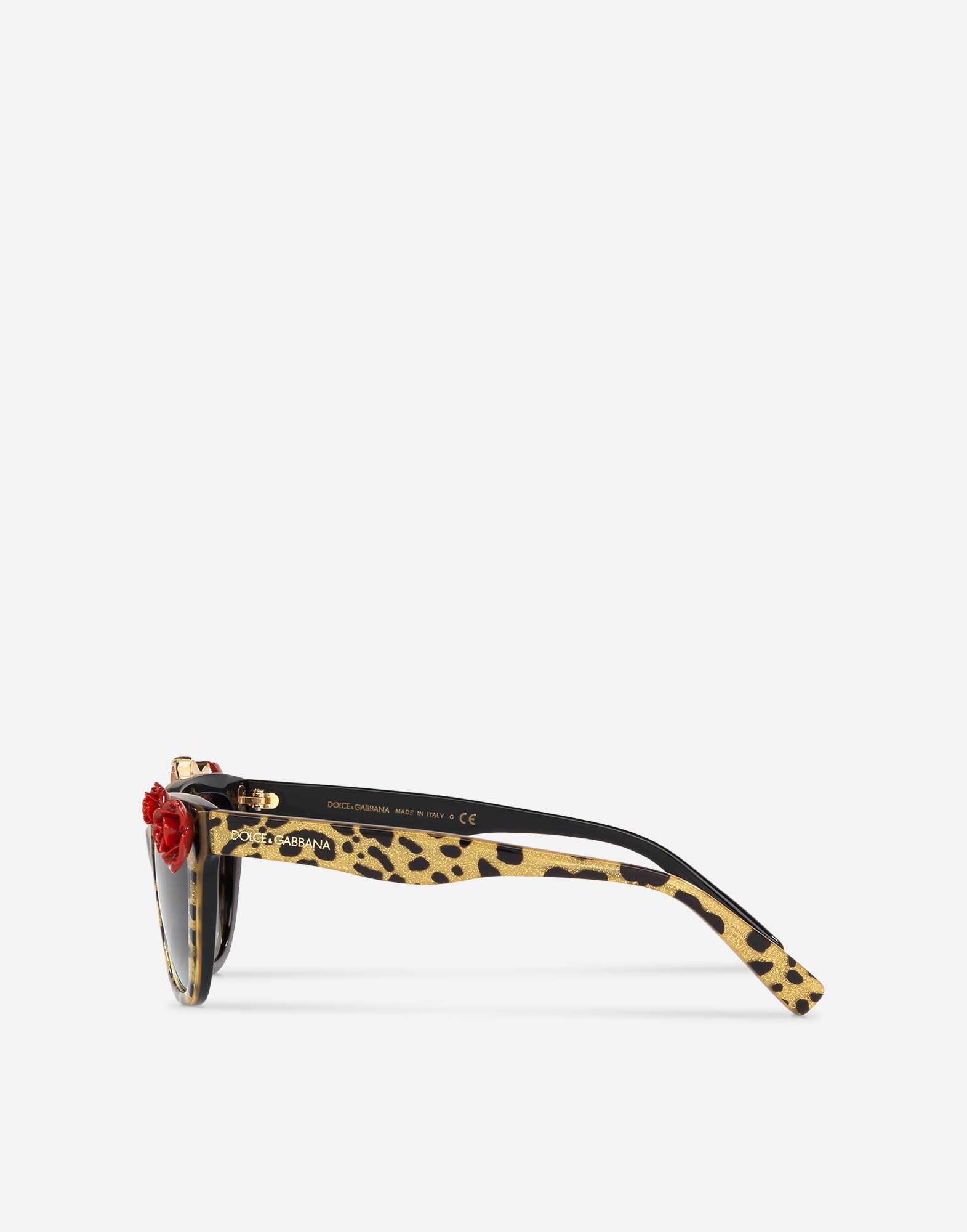 Shop Dolce & Gabbana Leo & Roses Sunglasses In Leopard Print / Gold Glitter