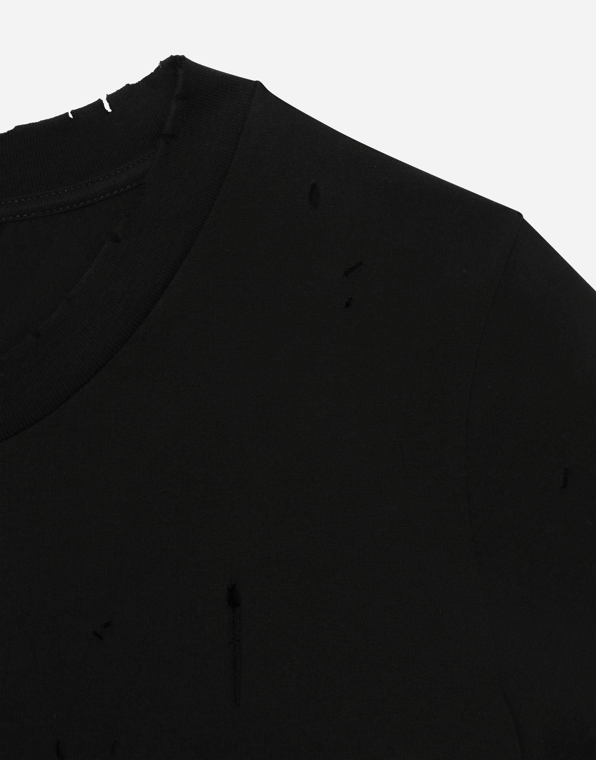Dolce & Gabbana Jersey T-shirt With Rips And Dolce&gabbana Tag In Black