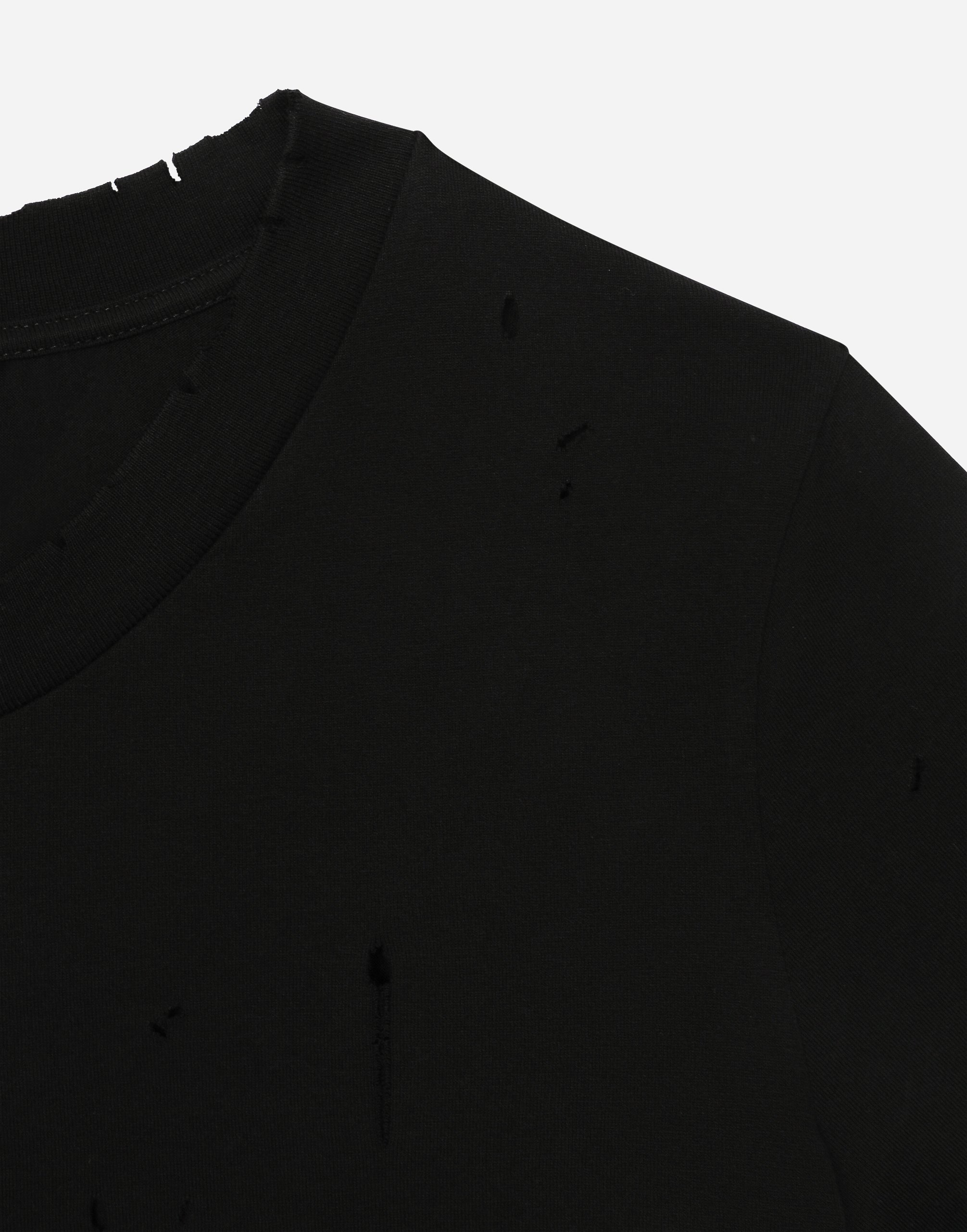 Dolce & Gabbana Jersey T-shirt With Rips And Dolce&gabbana Tag In Black