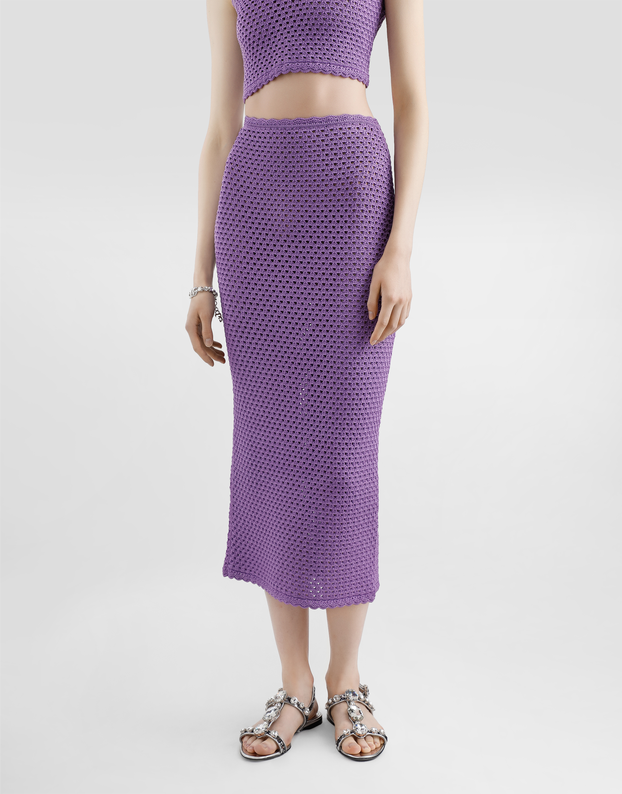 Dolce & Gabbana Calf-length Crochet Skirt In Purple