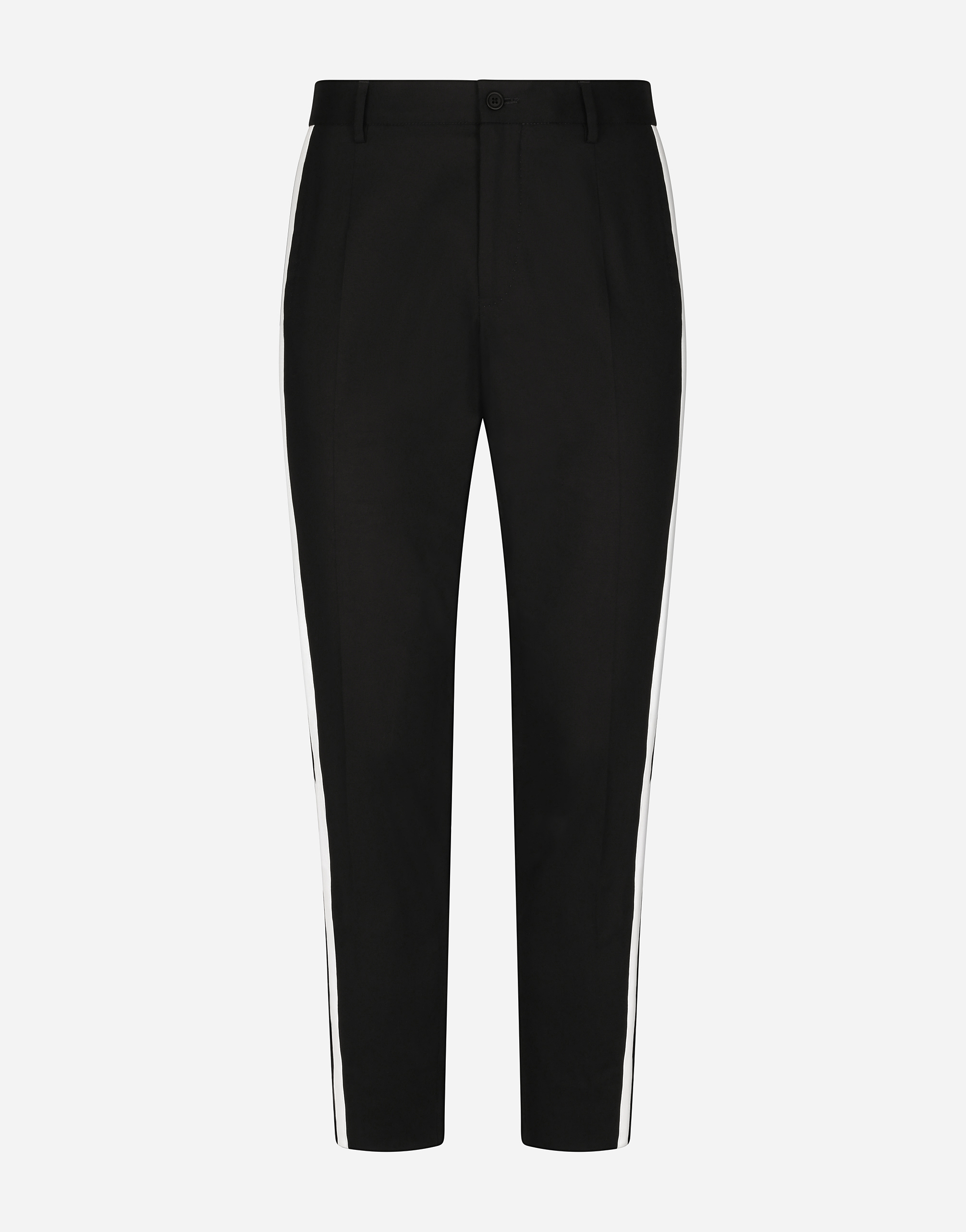 DOLCE & GABBANA STRETCH COTTON PANTS WITH SIDE BANDS