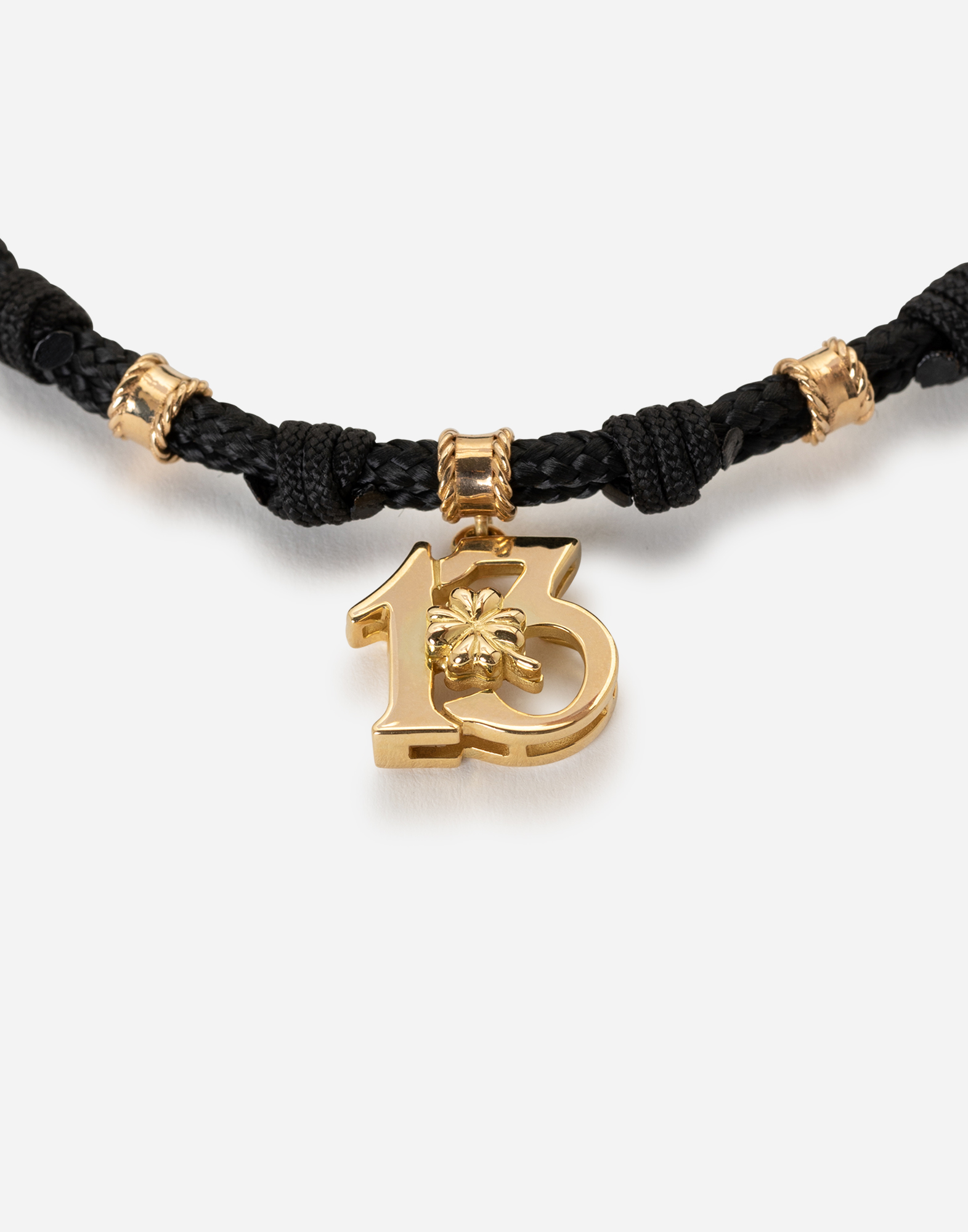 Shop Dolce & Gabbana Fabric Good Luck Bracelet With Yellow Gold Pendant Charm