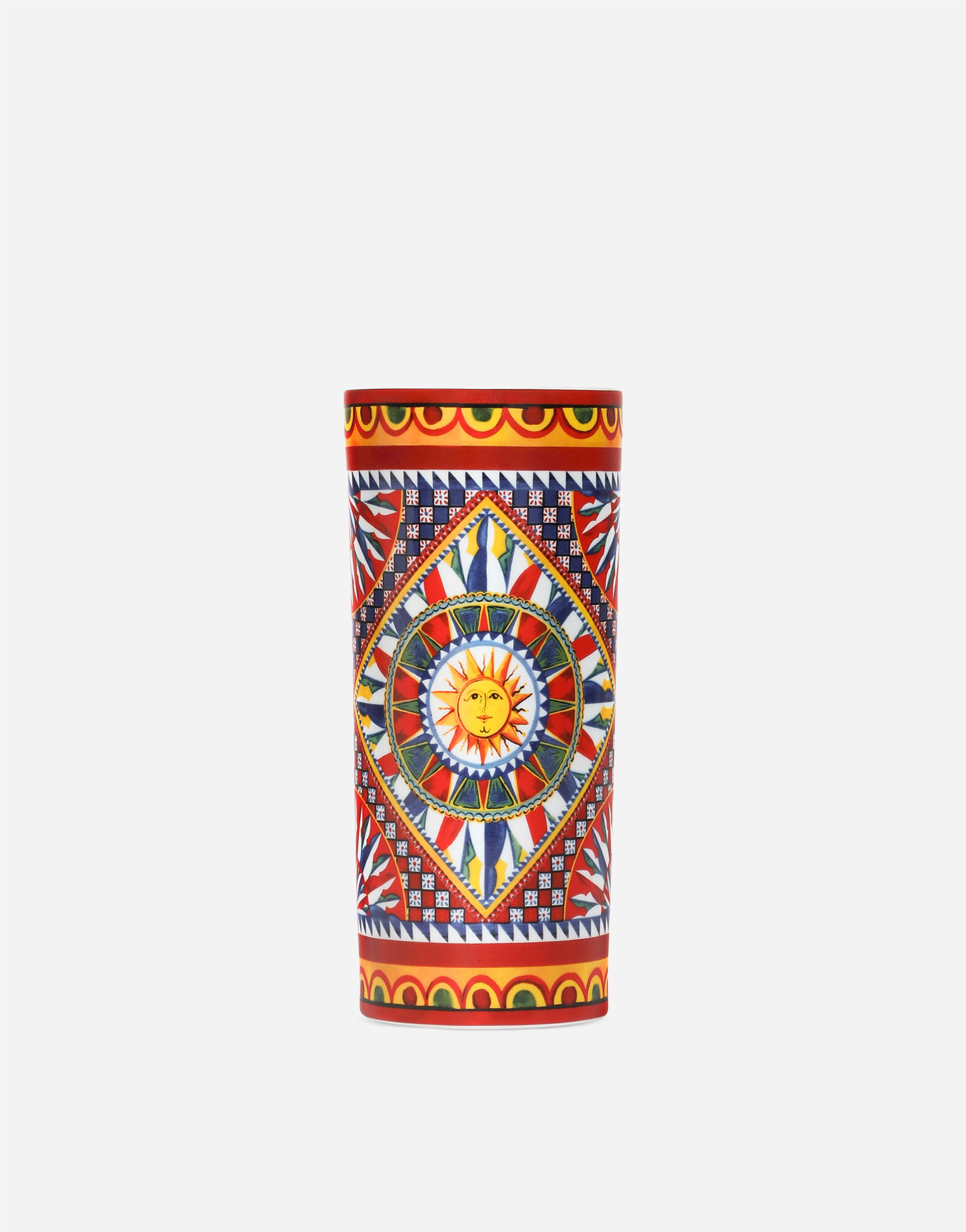 Dolce & Gabbana Cylindrical Porcelain Vase In Multi