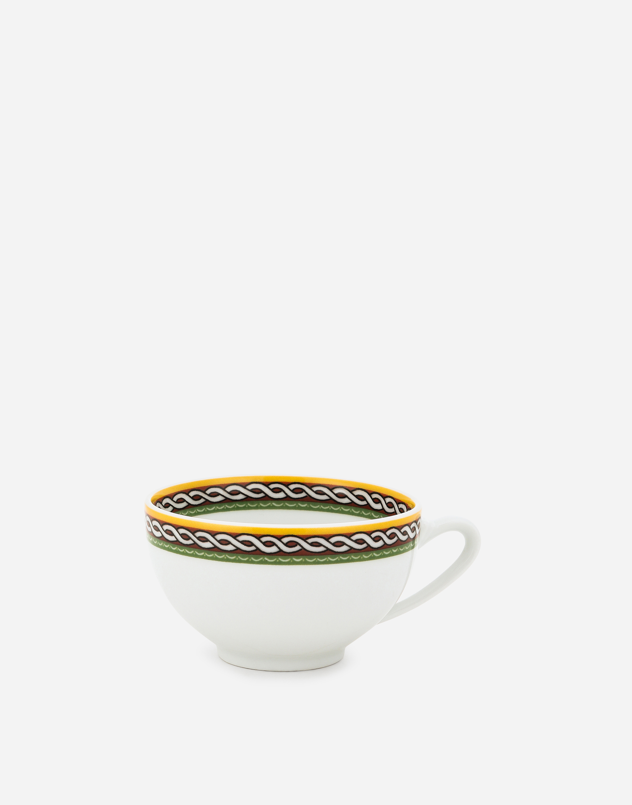 Dolce & Gabbana Set 2 Porcelain Teacups With Saucers In Multicolor