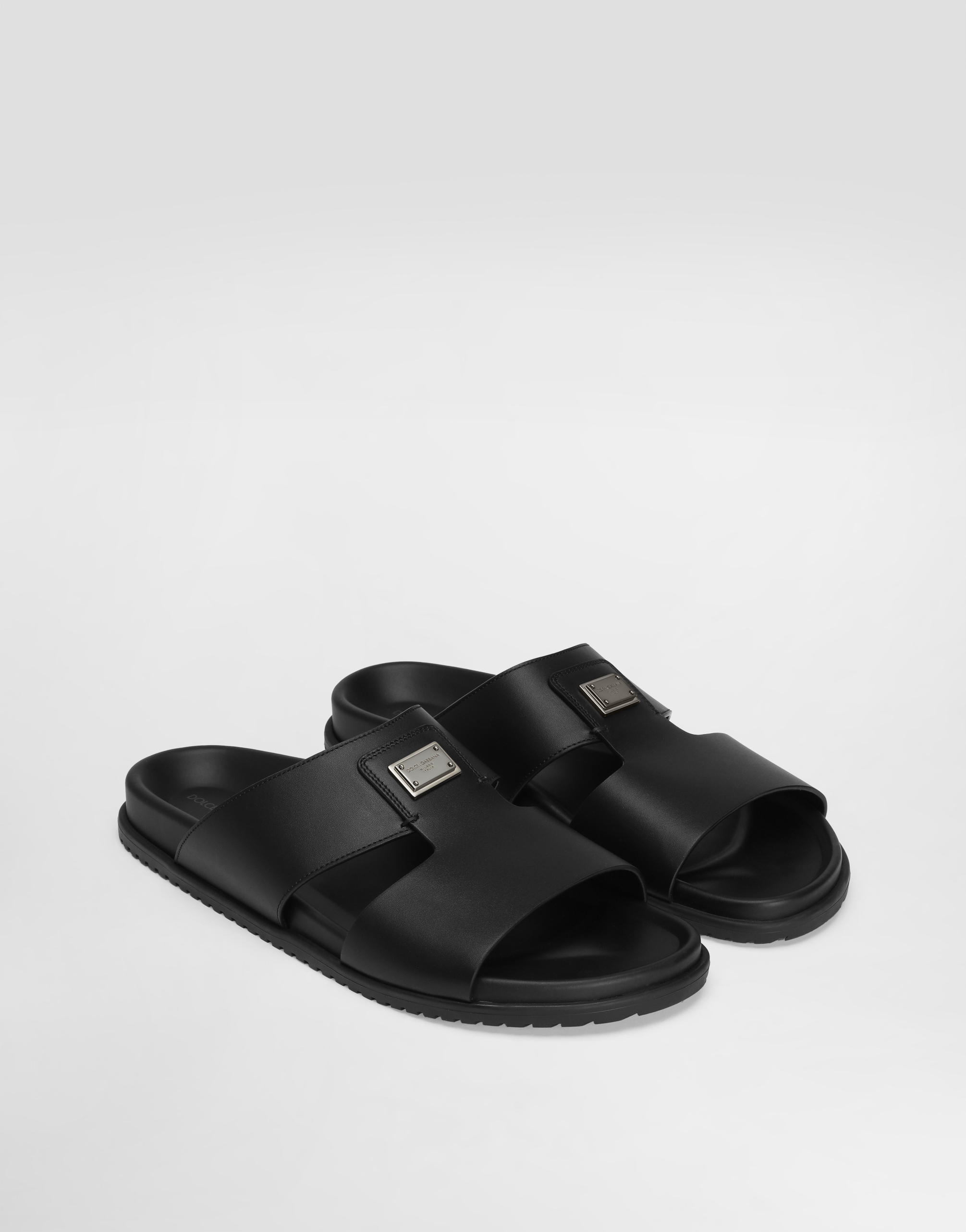 Dolce & Gabbana Black Slip On Sandals