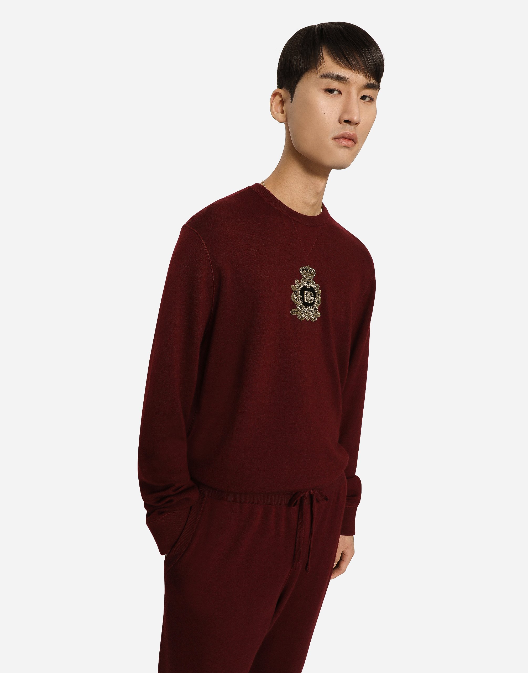 Cashmere and wool knit sweatshirt with DG patch