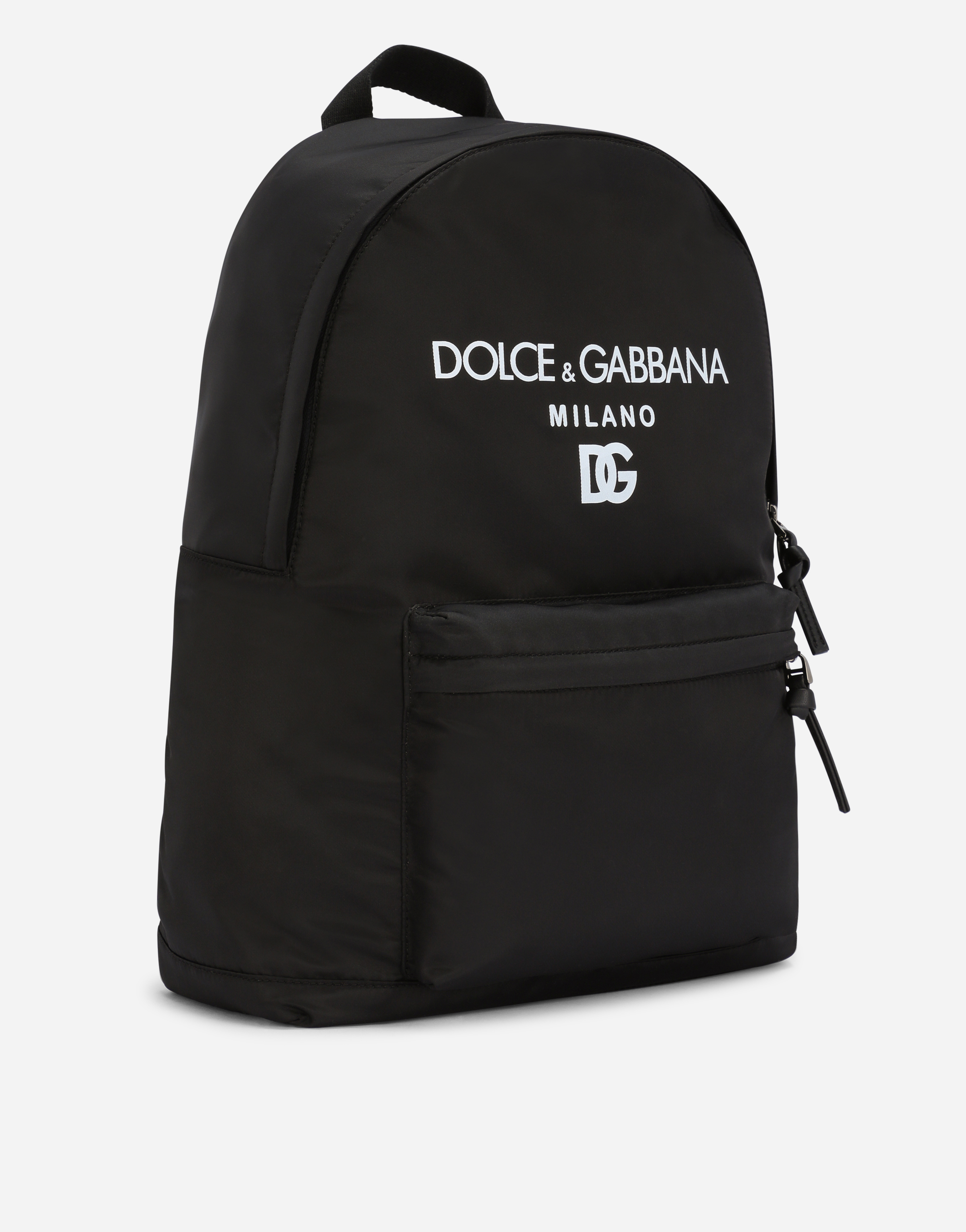 Shop Dolce & Gabbana Nylon Backpack With Dolce&gabbana Milano Print In Black