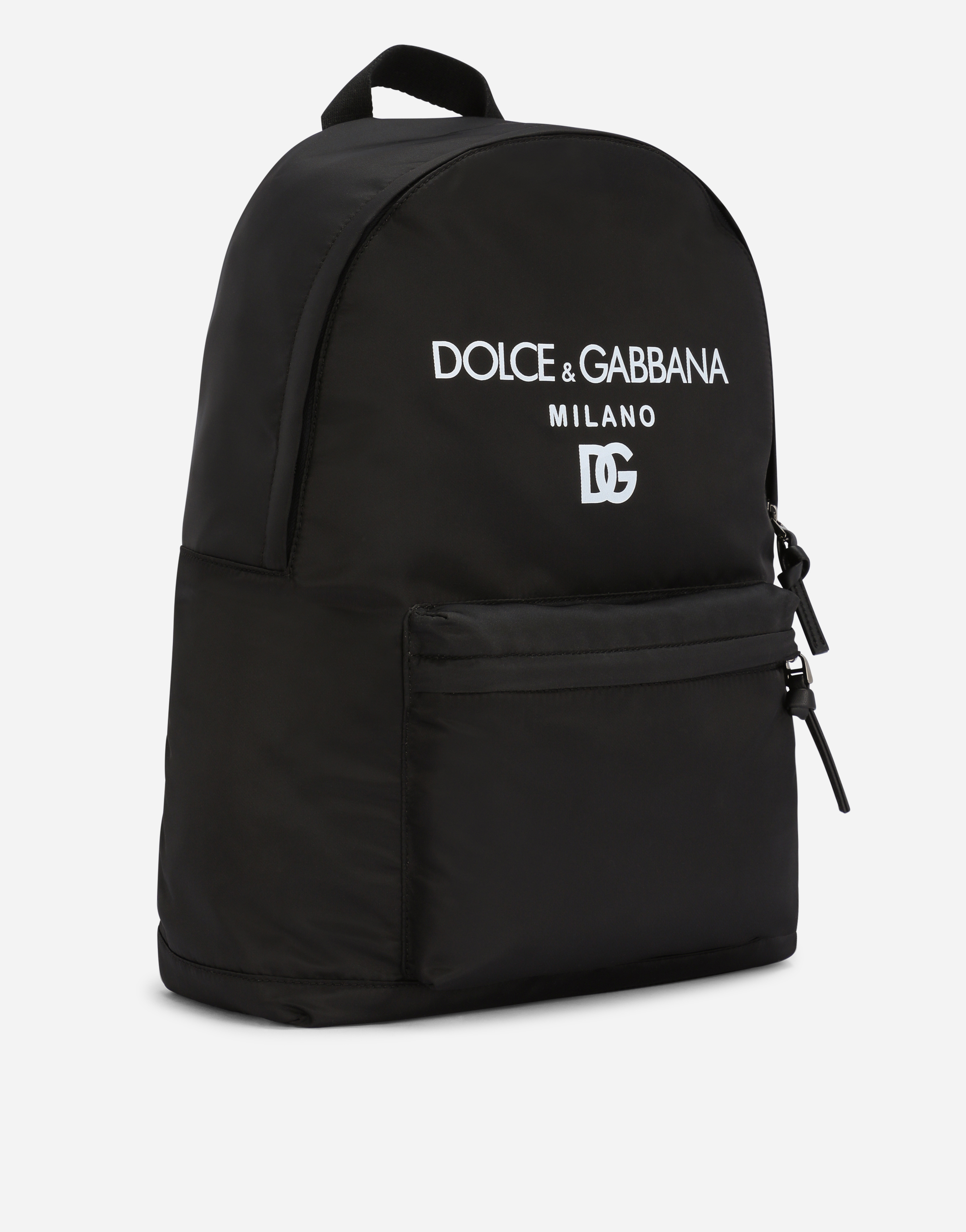 Dolce & Gabbana Nylon Backpack With Dolce&gabbana Milano Print In Black