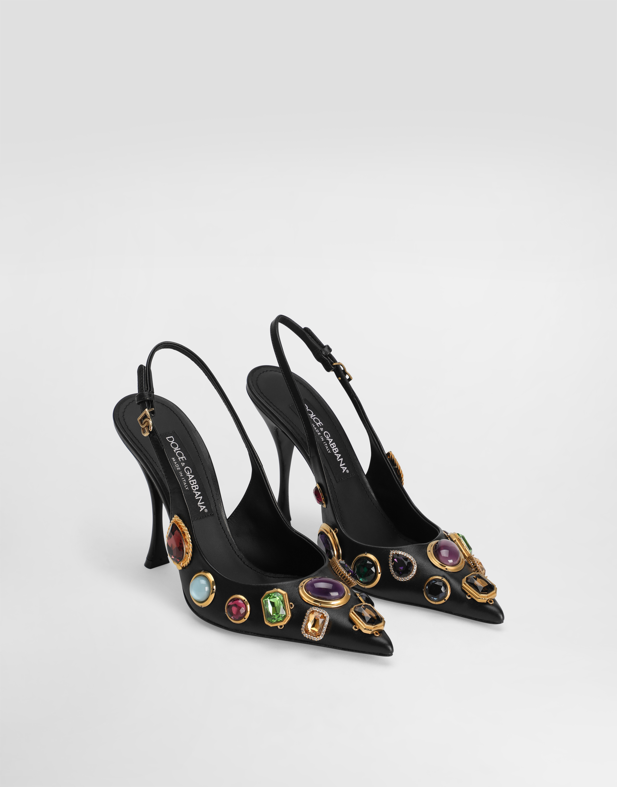 Slingback with stone embroidery