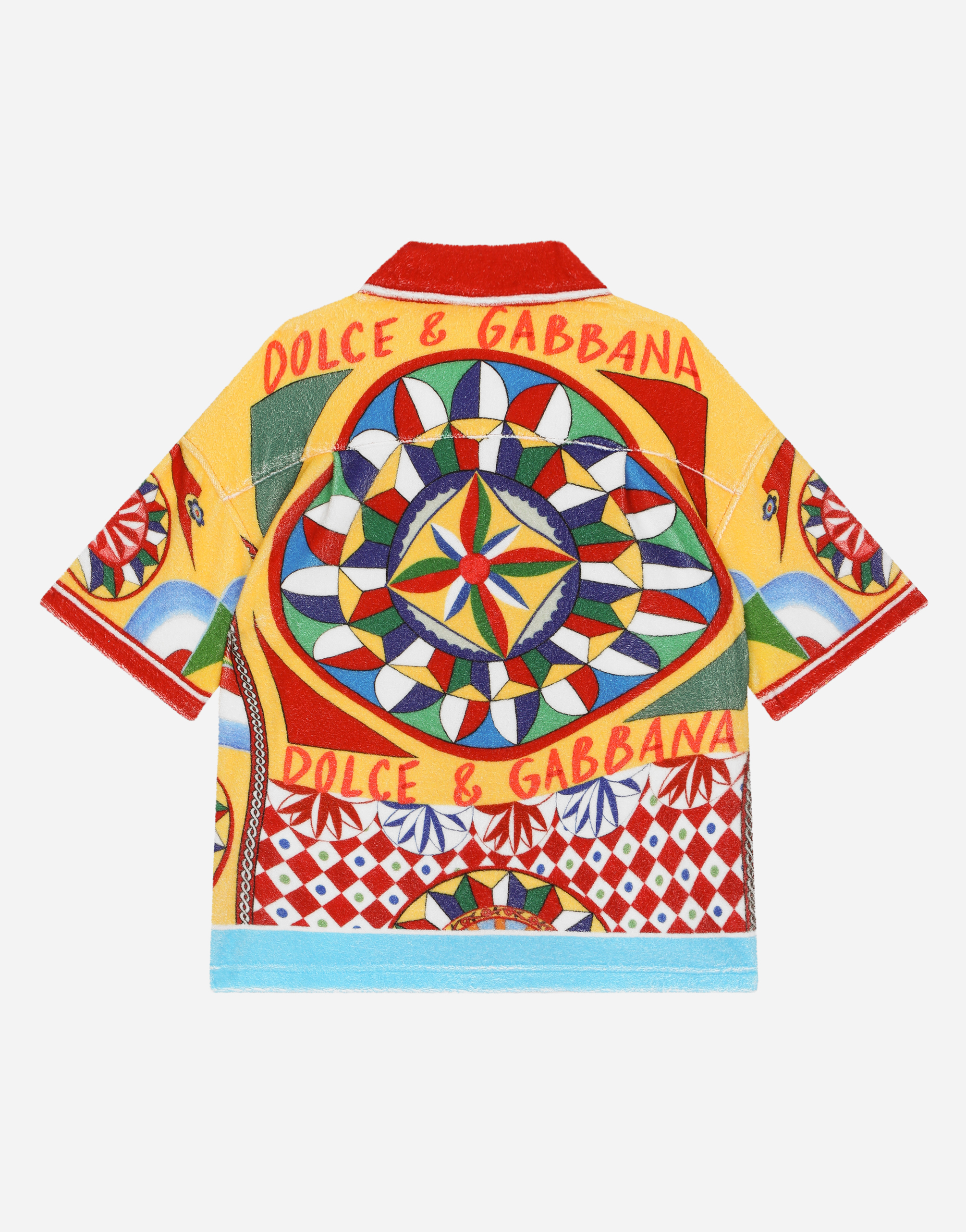DOLCE & GABBANA SHORT-SLEEVED TERRY SHIRT WITH CARRETTO PRINT
