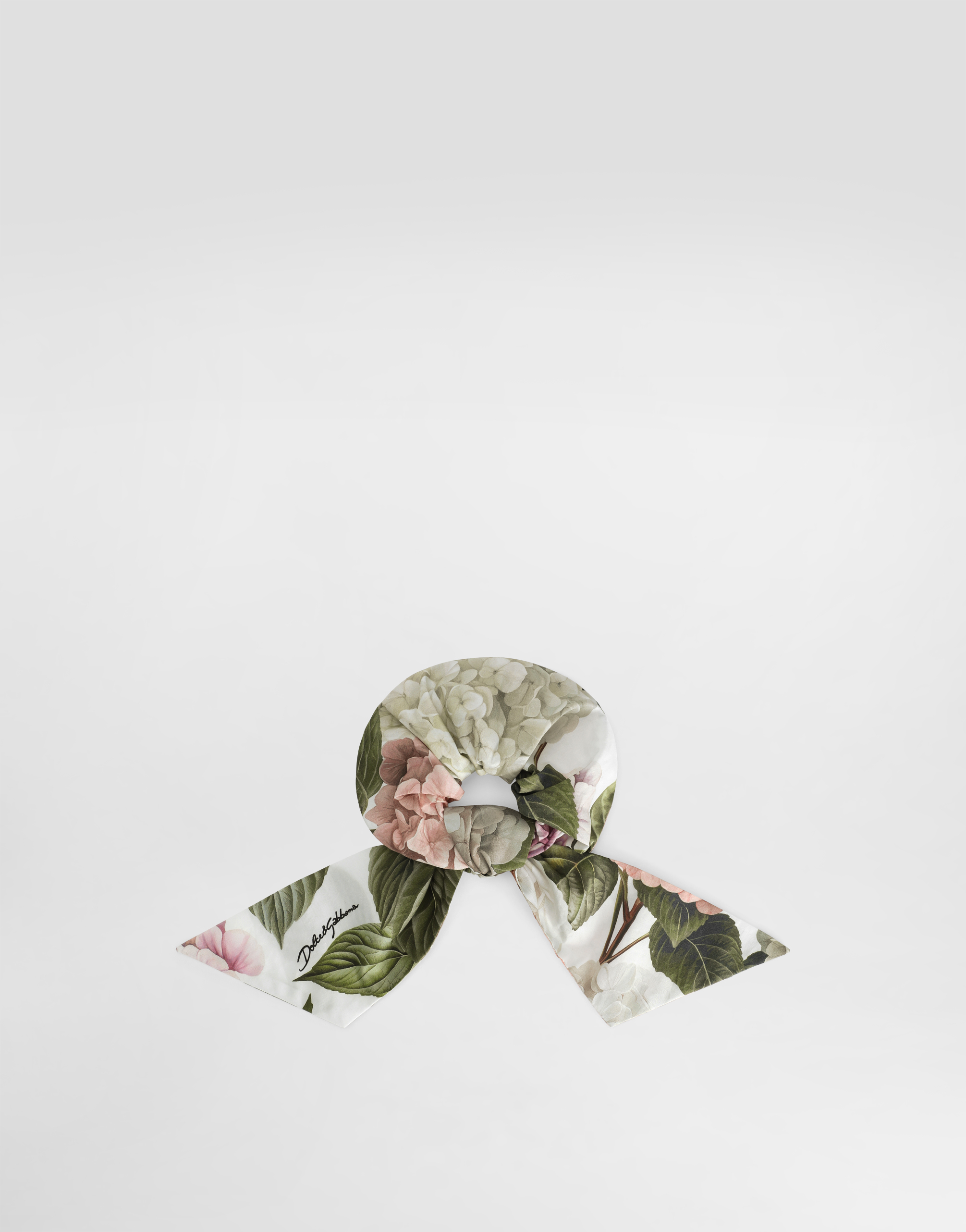 Dolce & Gabbana Hydrangea-print Poplin Scrunchie In Neutral
