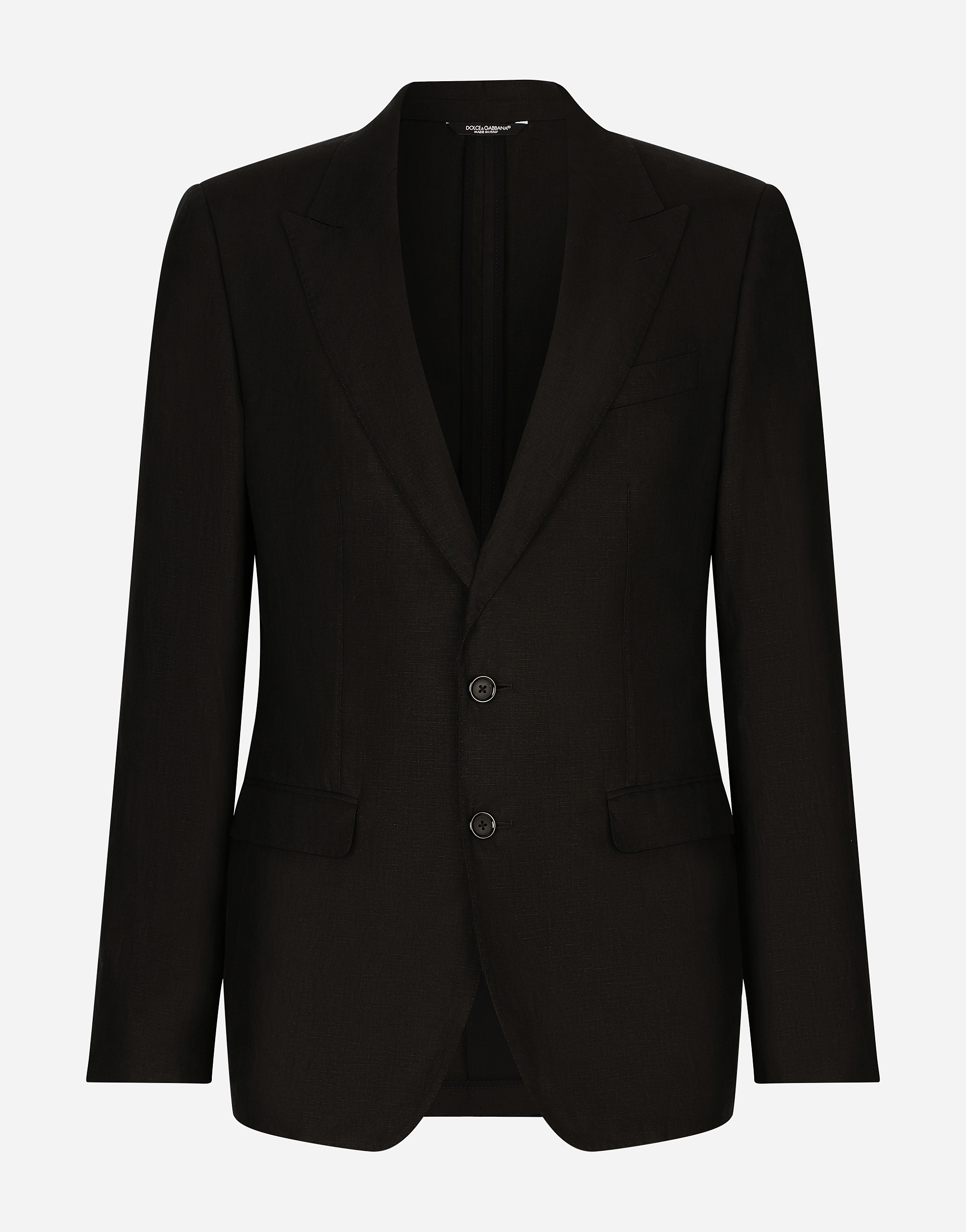 Dolce & Gabbana Taormina Linen Single-breasted Jacket In Black