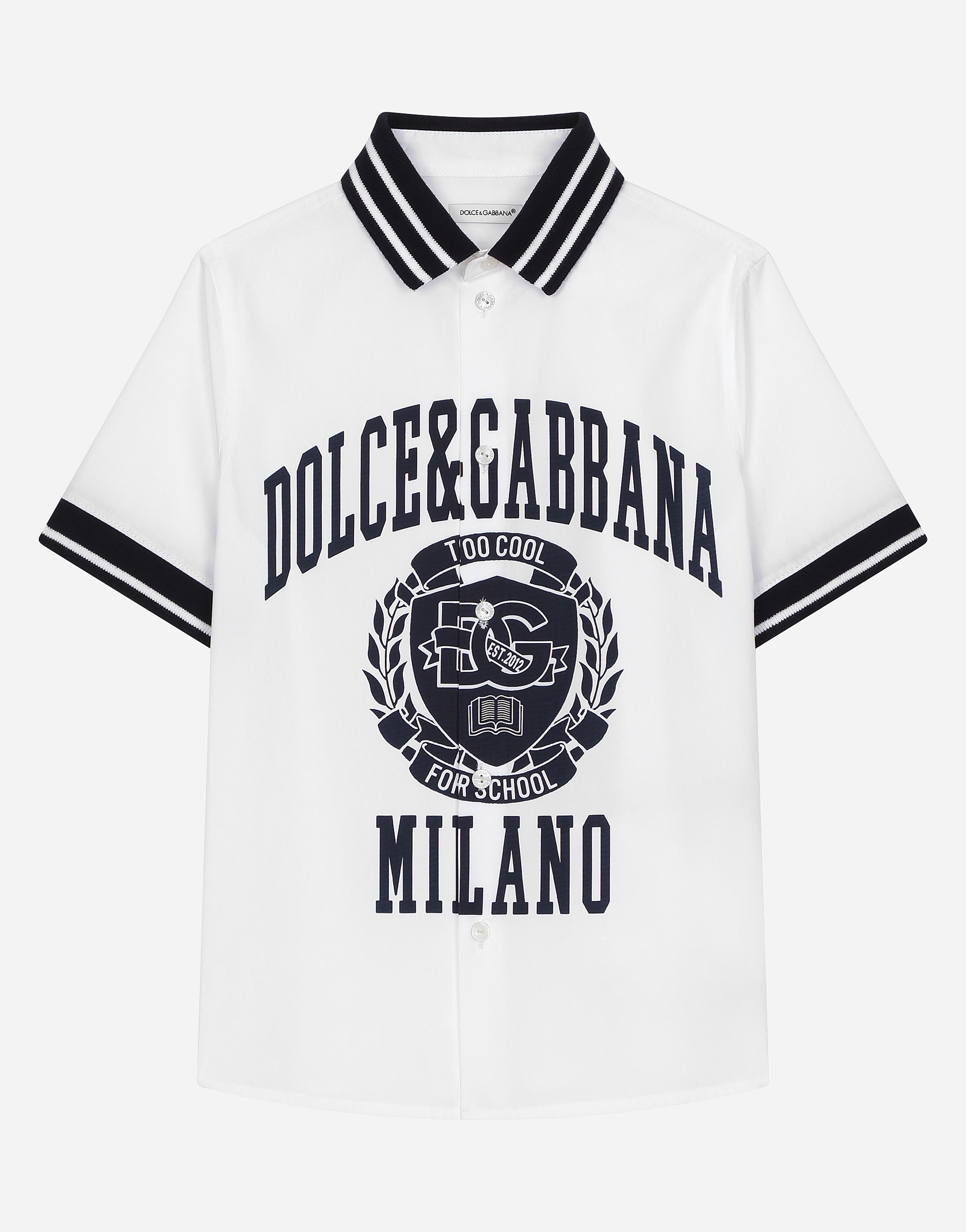 Poplin polo-shirt with Dolce&Gabbana logo