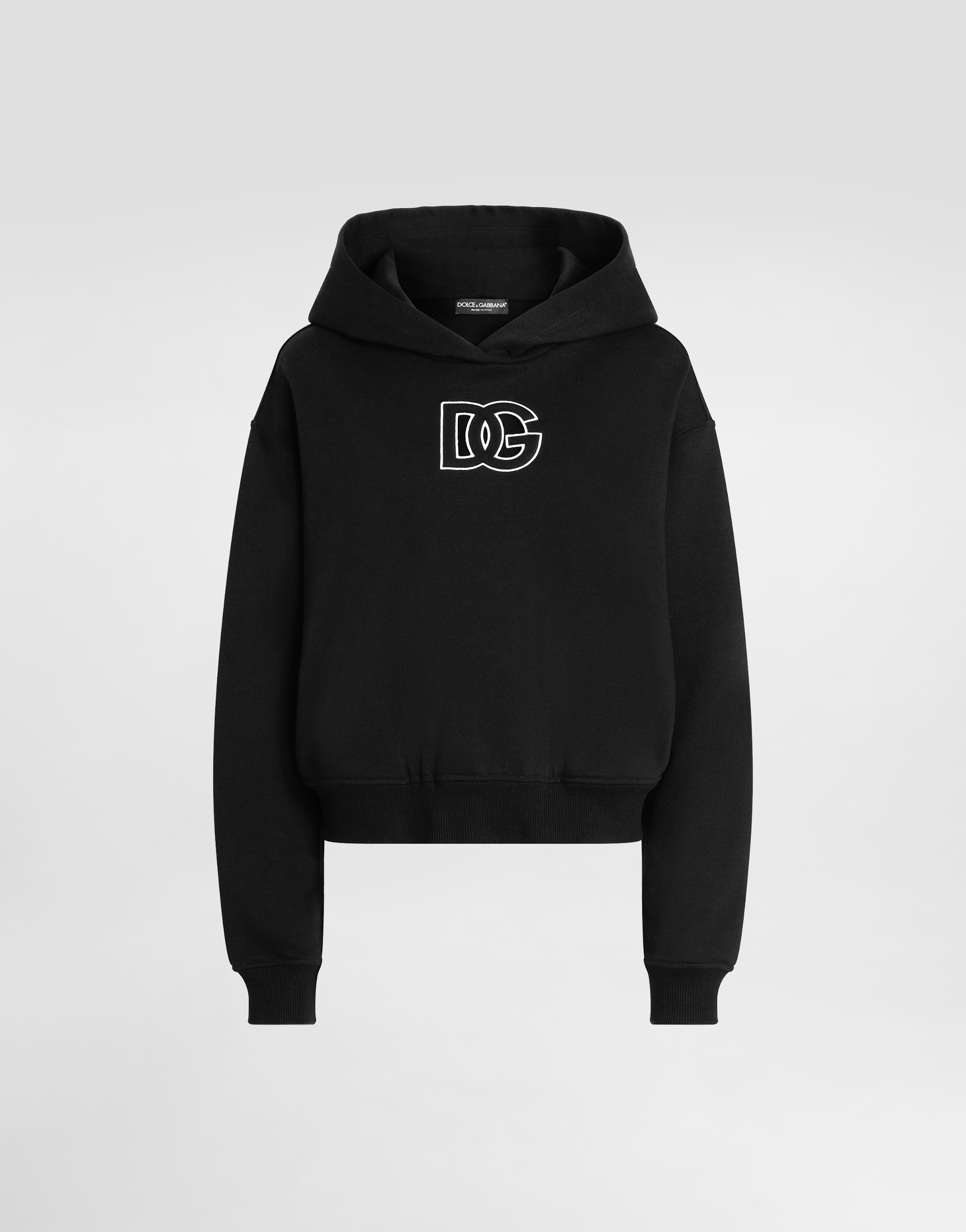 Dolce & Gabbana Cotton Sweatshirt With Dg Embroidery In Black