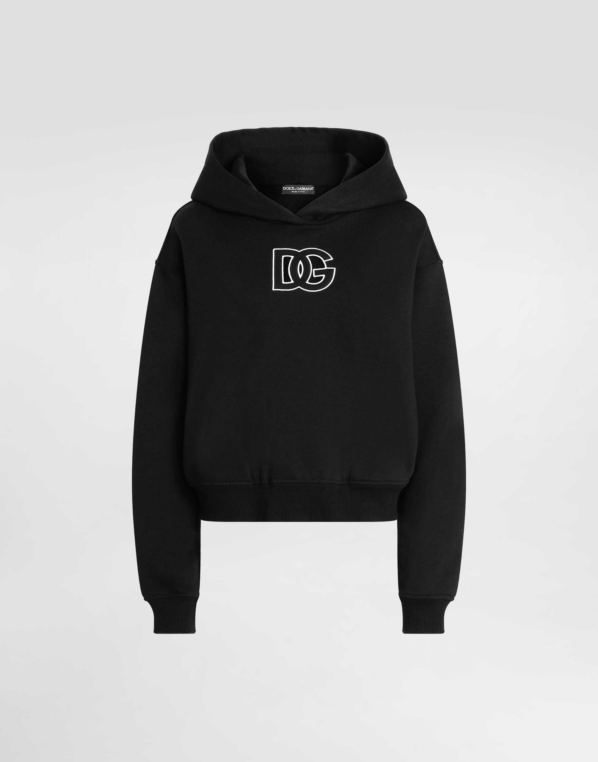 Dolce & Gabbana Cotton Sweatshirt With Dg Embroidery In Black