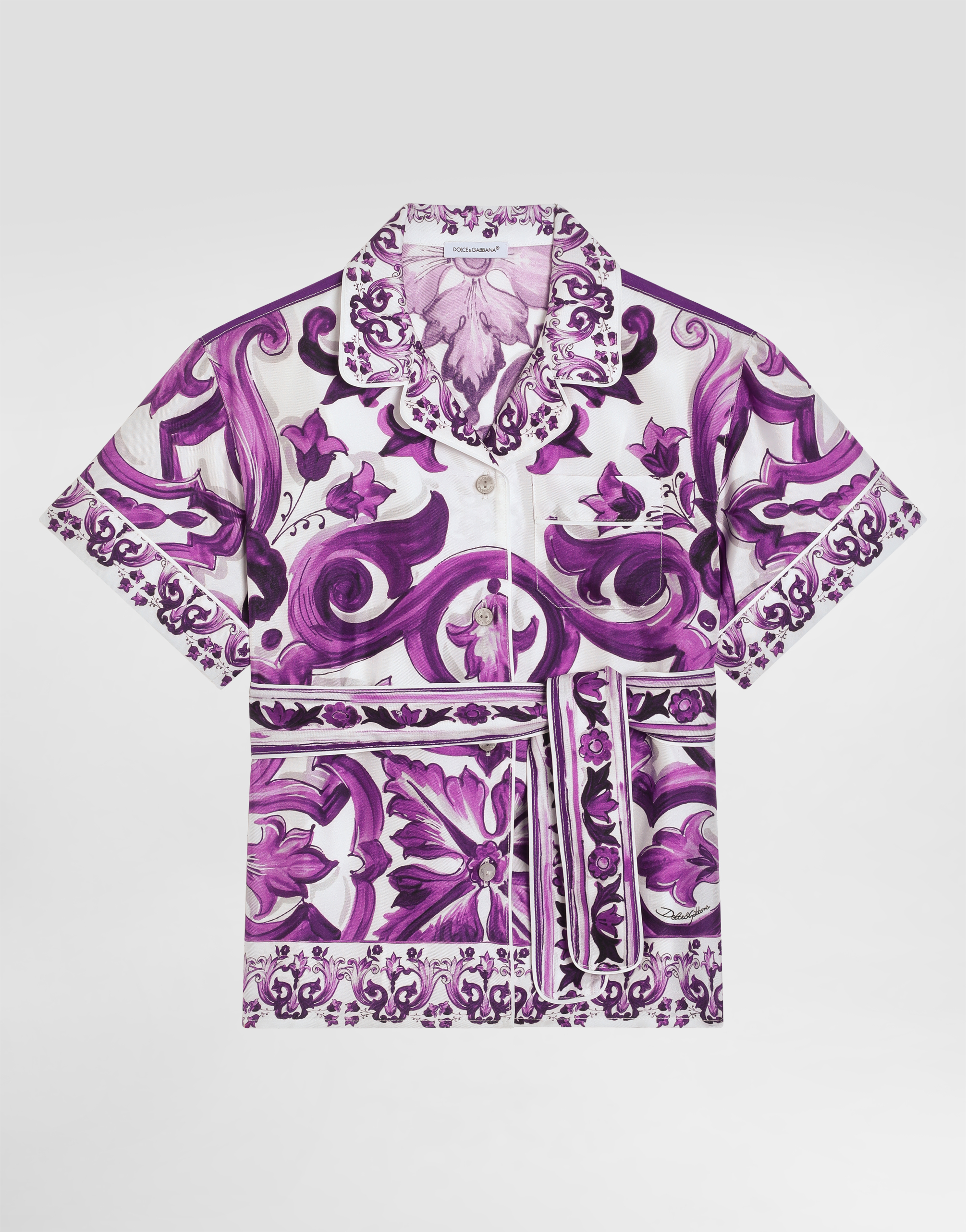 Dolce & Gabbana Majolica Print Silk Twill Shirt Women