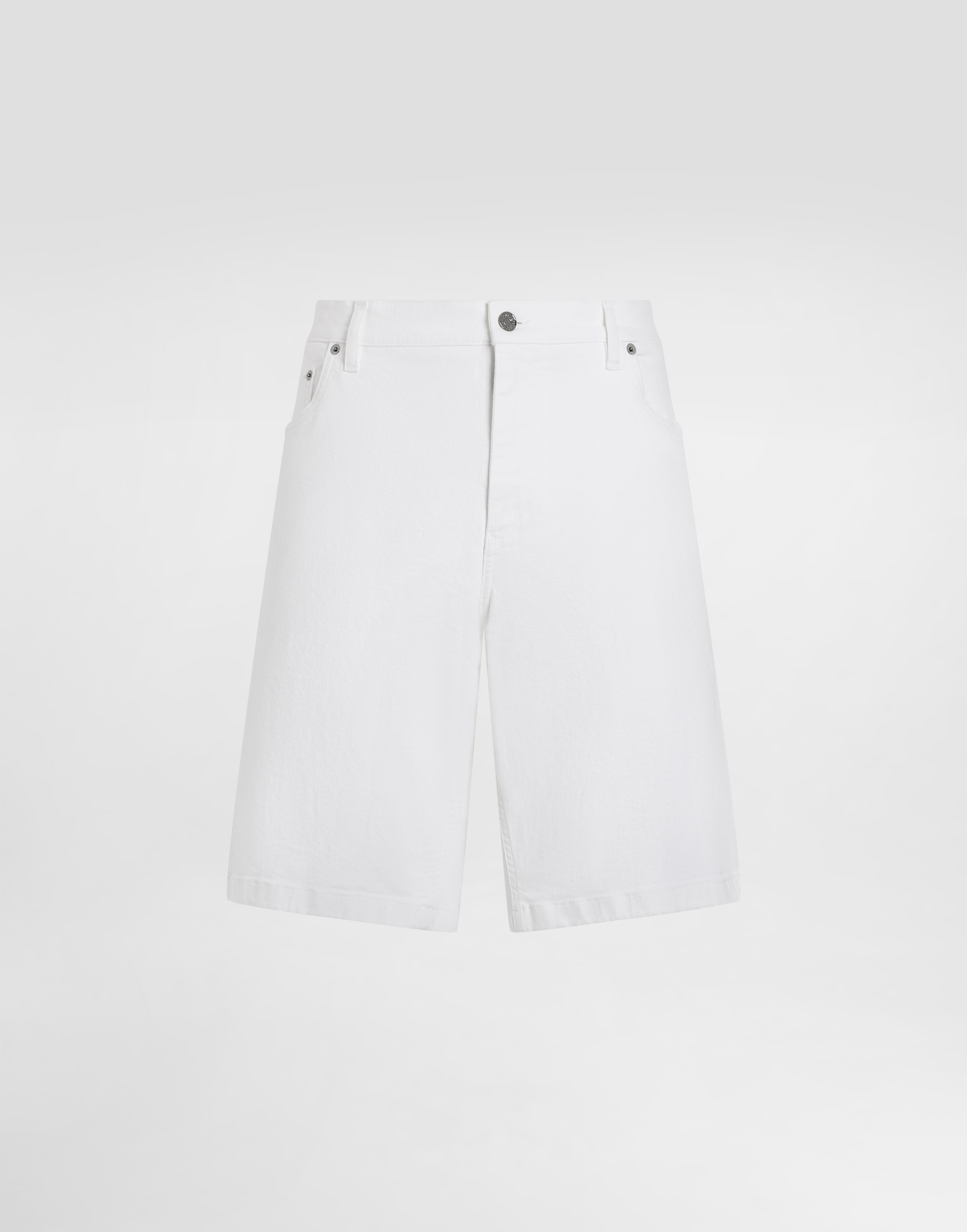 Shop Dolce & Gabbana White Stretch Denim Shorts In Multicolor