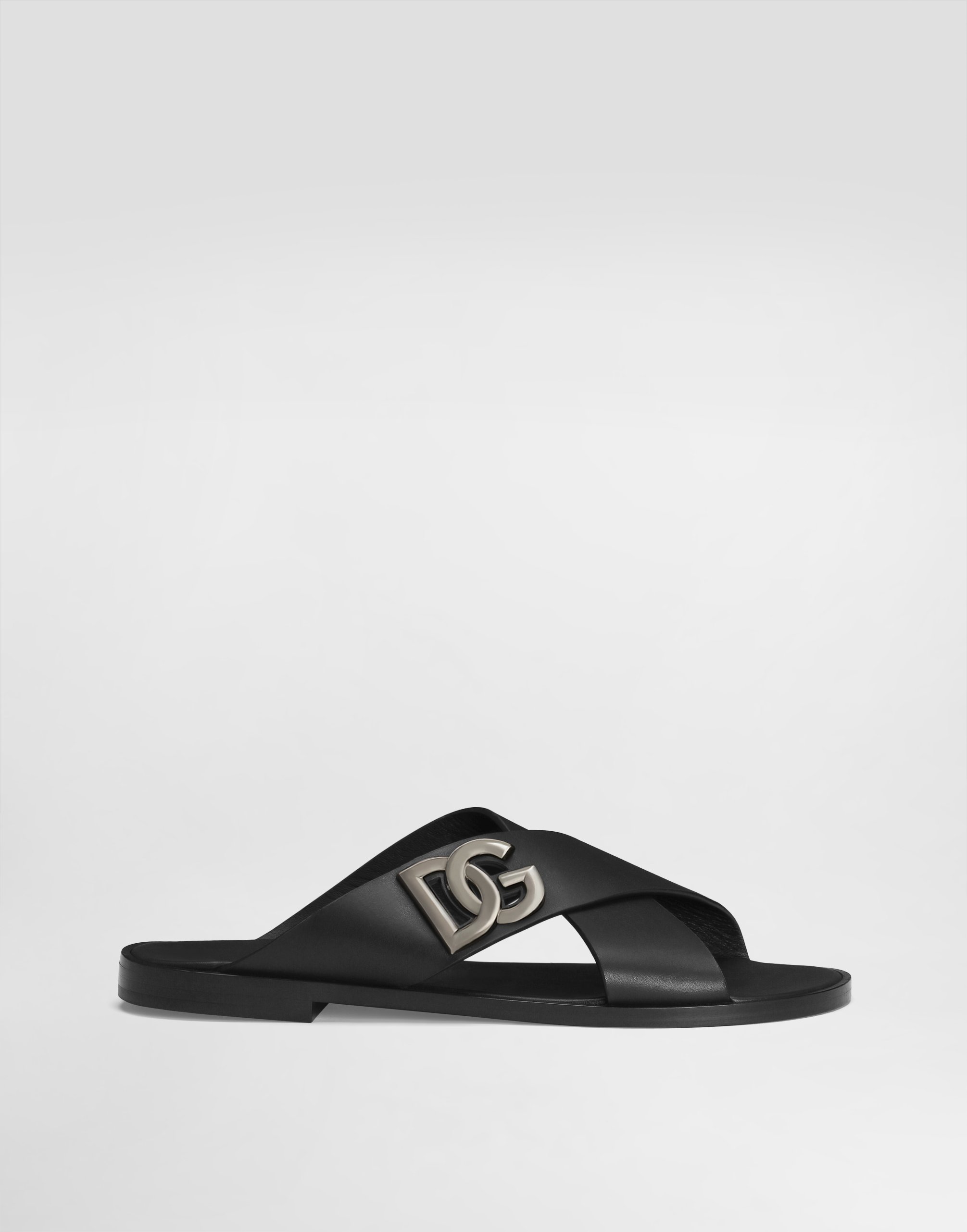 Polished calfskin sandals in Black for Women | Dolce&Gabbana® US