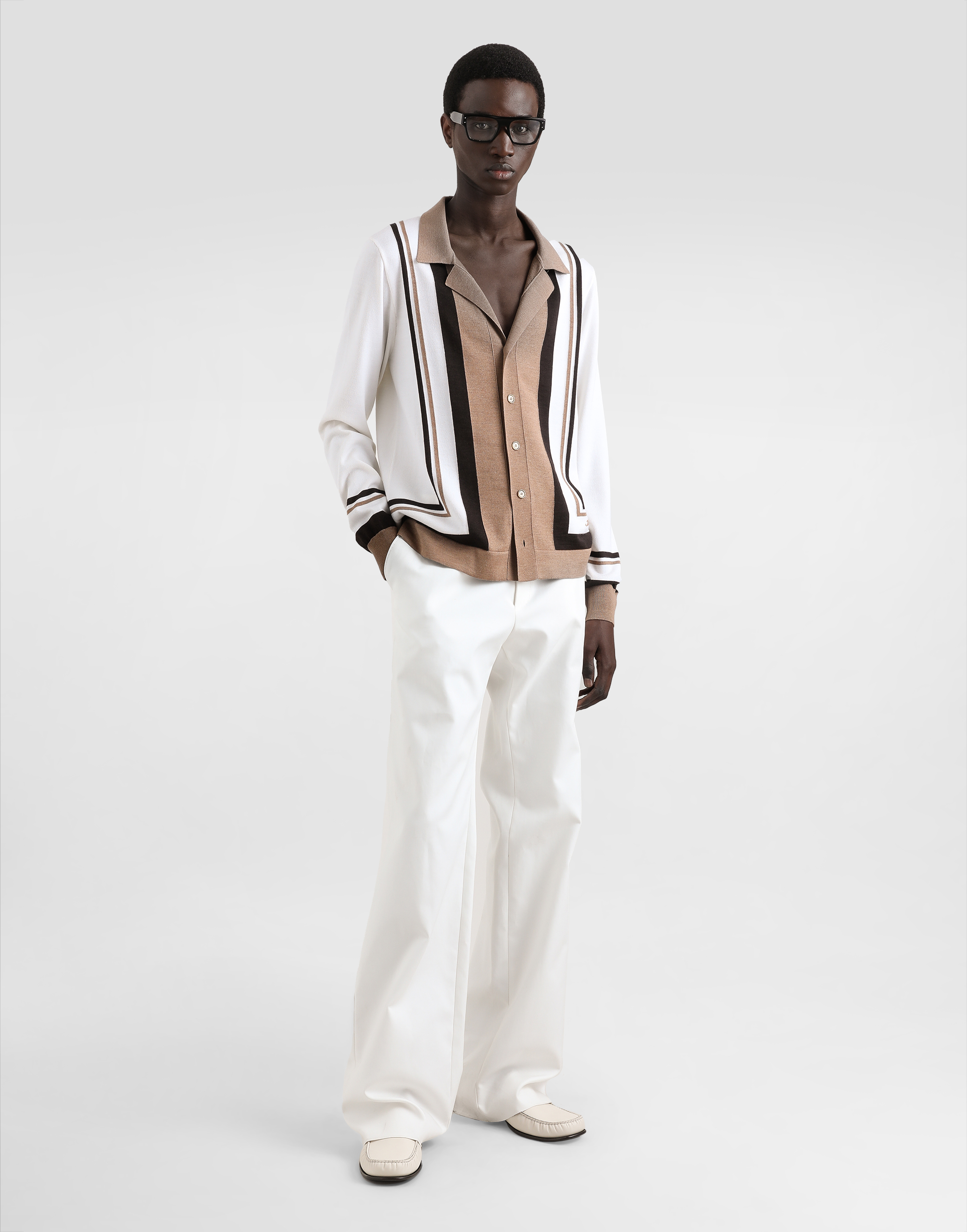 Dolce & Gabbana Logo Embroidery Cardigan Sweaters And Cardigans In Beige