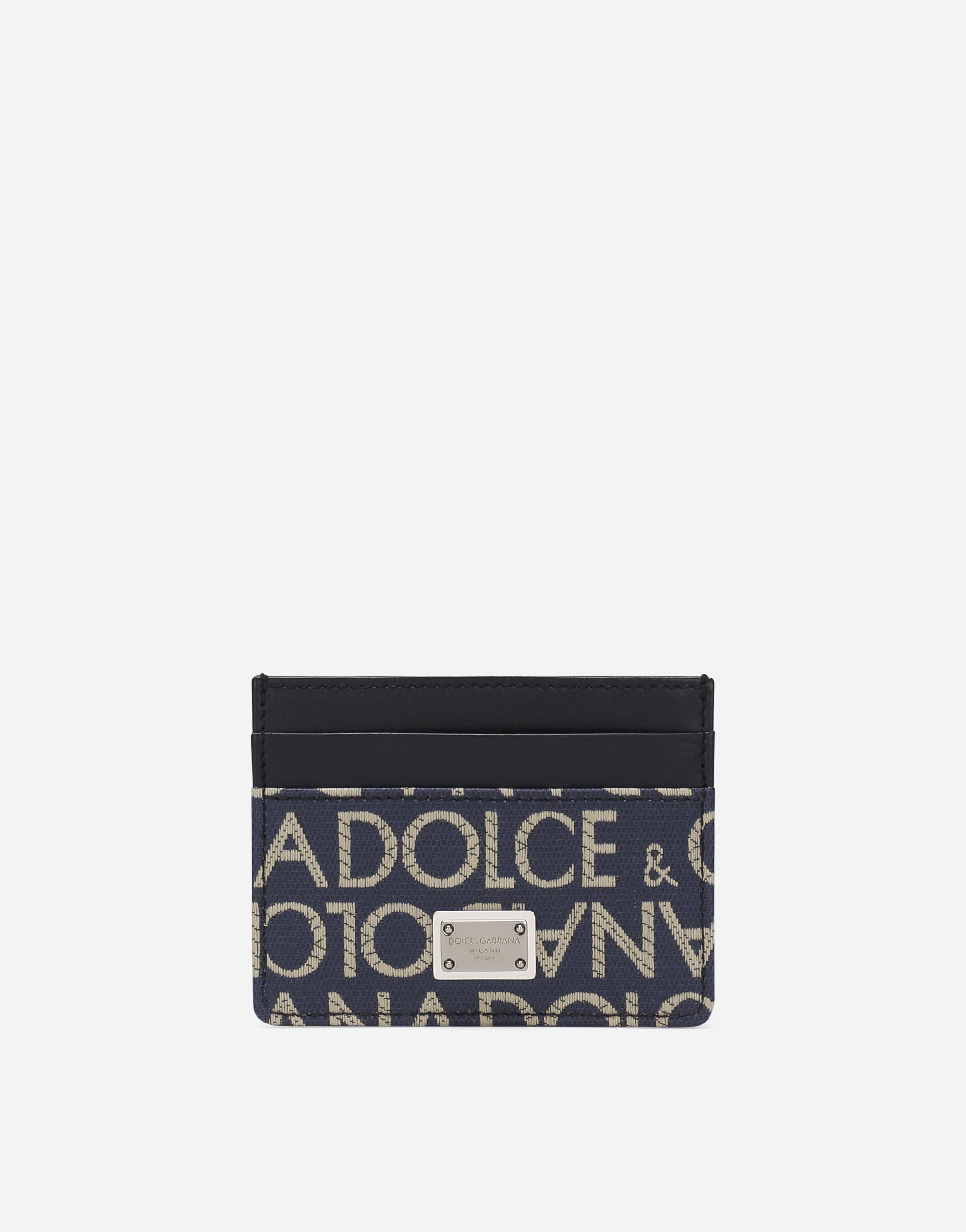 Dolce & Gabbana Coated Jacquard Card Holder - Man Wallets And Small Leather Goods Blue Fabric Onesize