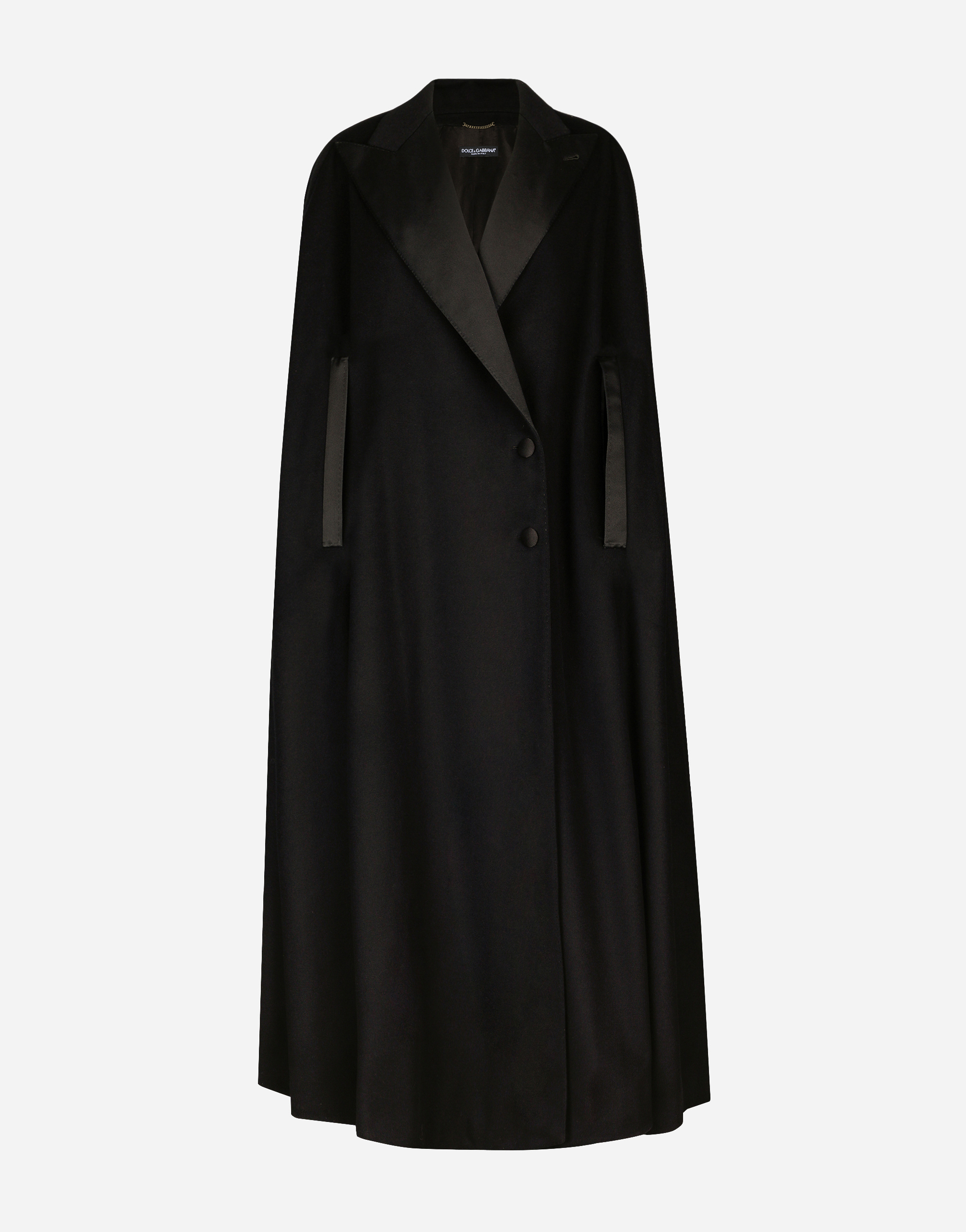 Dolce & Gabbana Single-breasted Wool And Cashmere Cape In Black