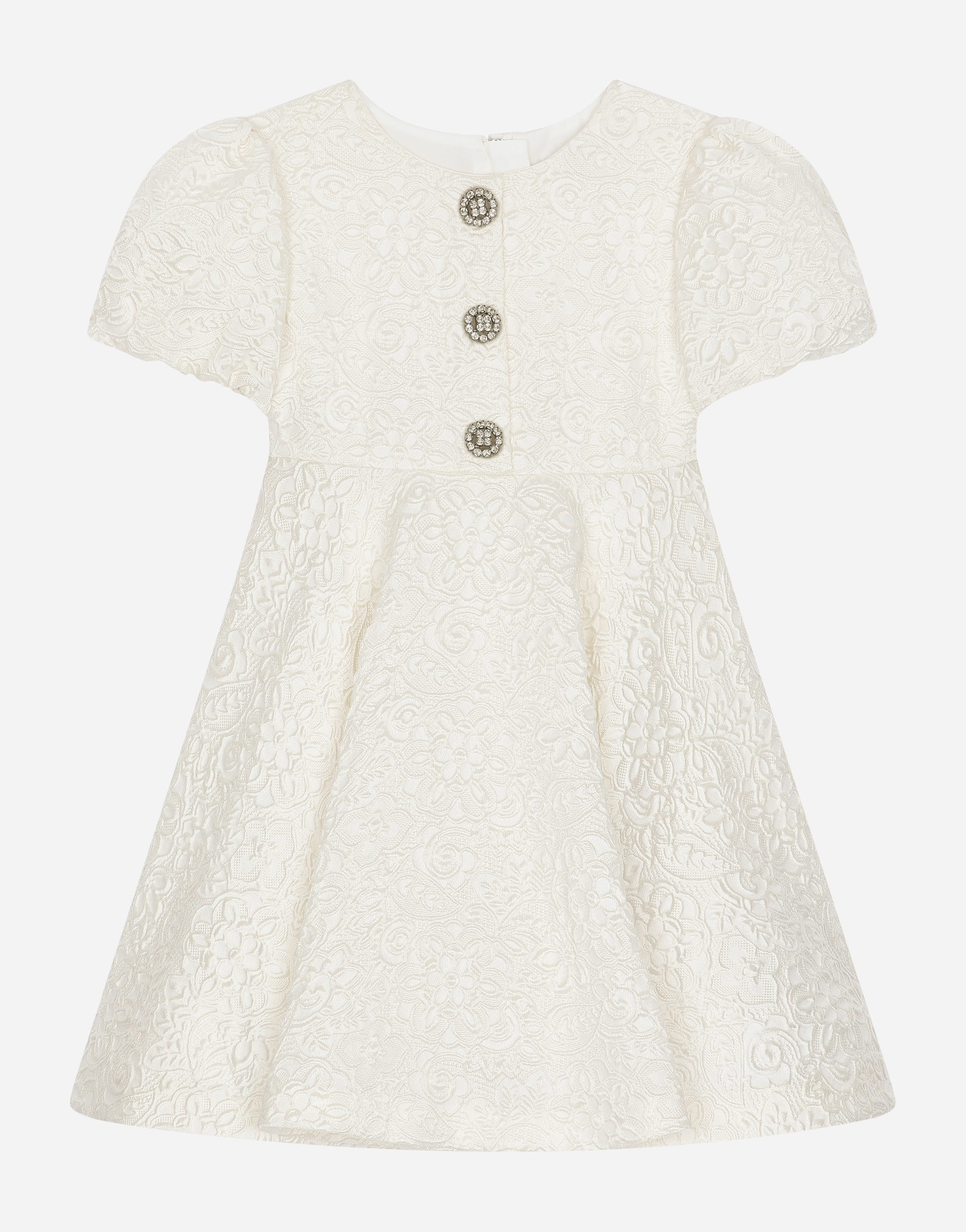Jacquard midi dress with bejeweled buttons in White for Women |  Dolce&Gabbana