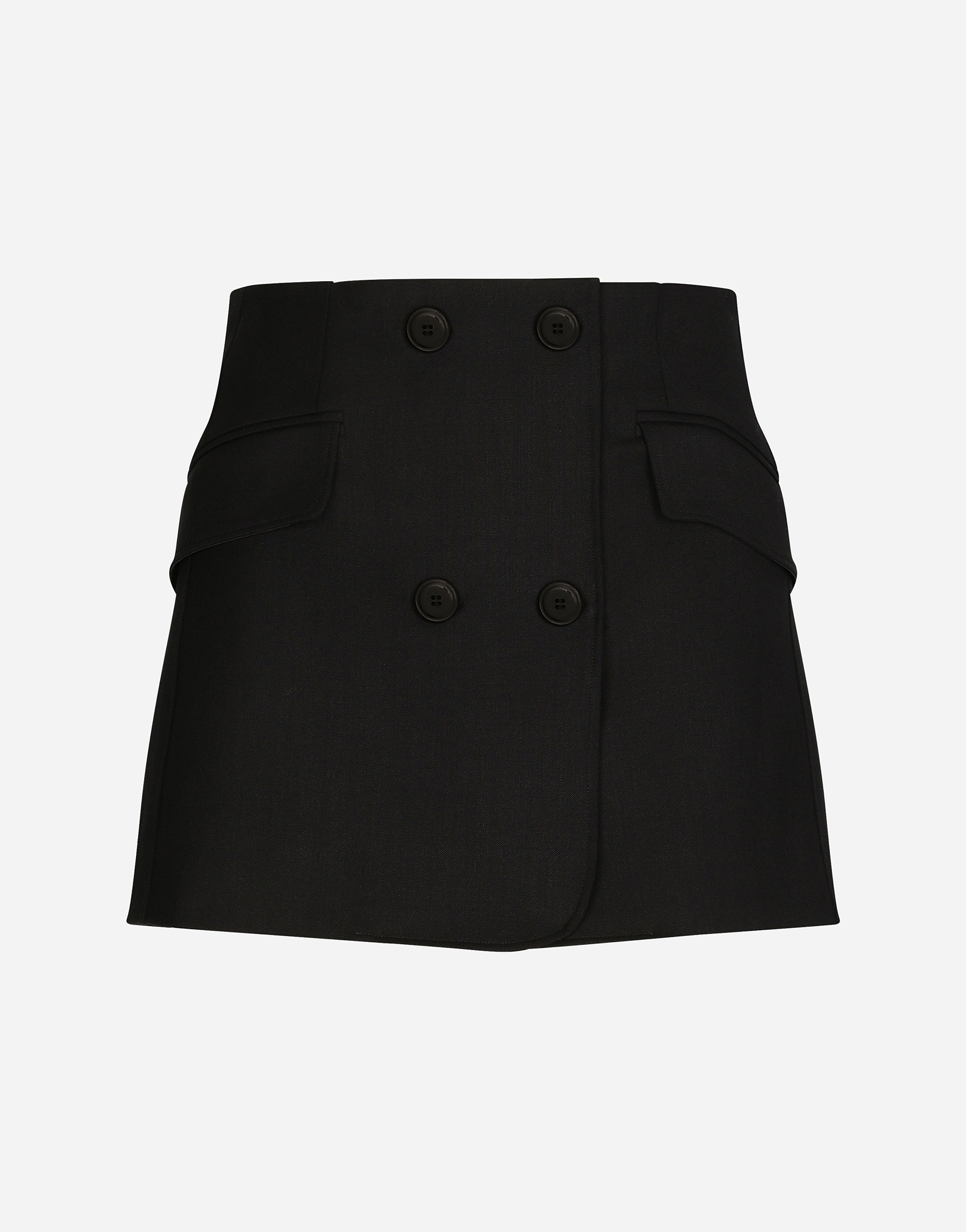 Dolce & Gabbana Twill Mini Wrap Skirt - Woman Skirts Black Wool 46
