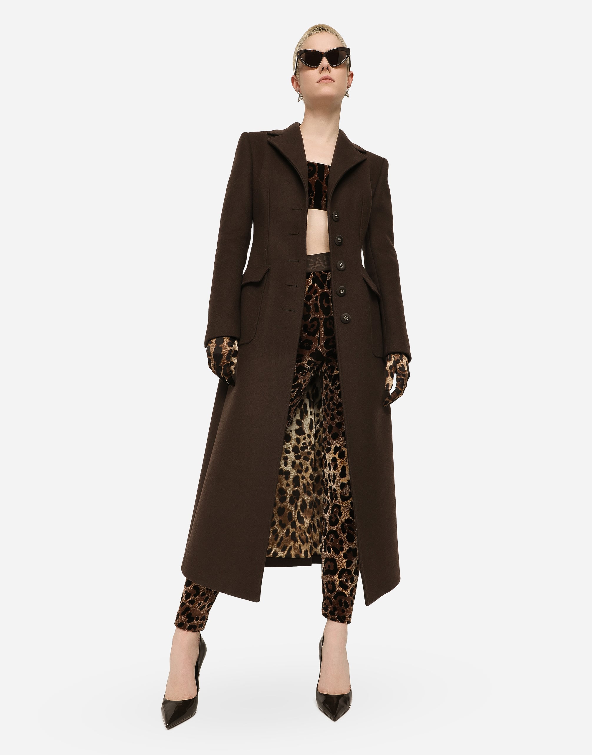  Dolce & Gabbana Dolce & Gabbana Chenille Leggings With Jacquard Leopard Design - Woman Pants And Shorts Multi-colored Cotton 42 