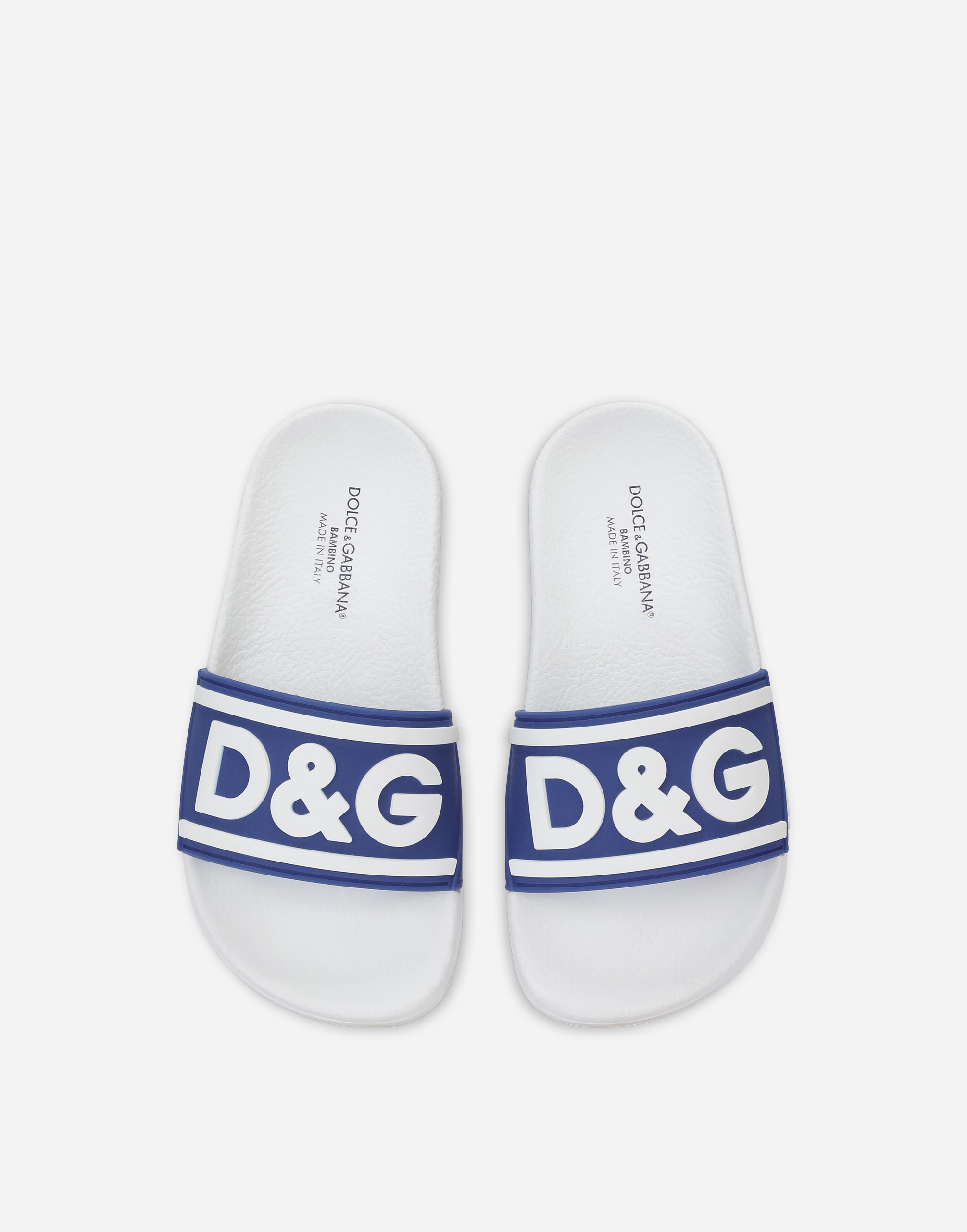 Shop Dolce & Gabbana Rubber Sliders With Logo Print In Multicolor