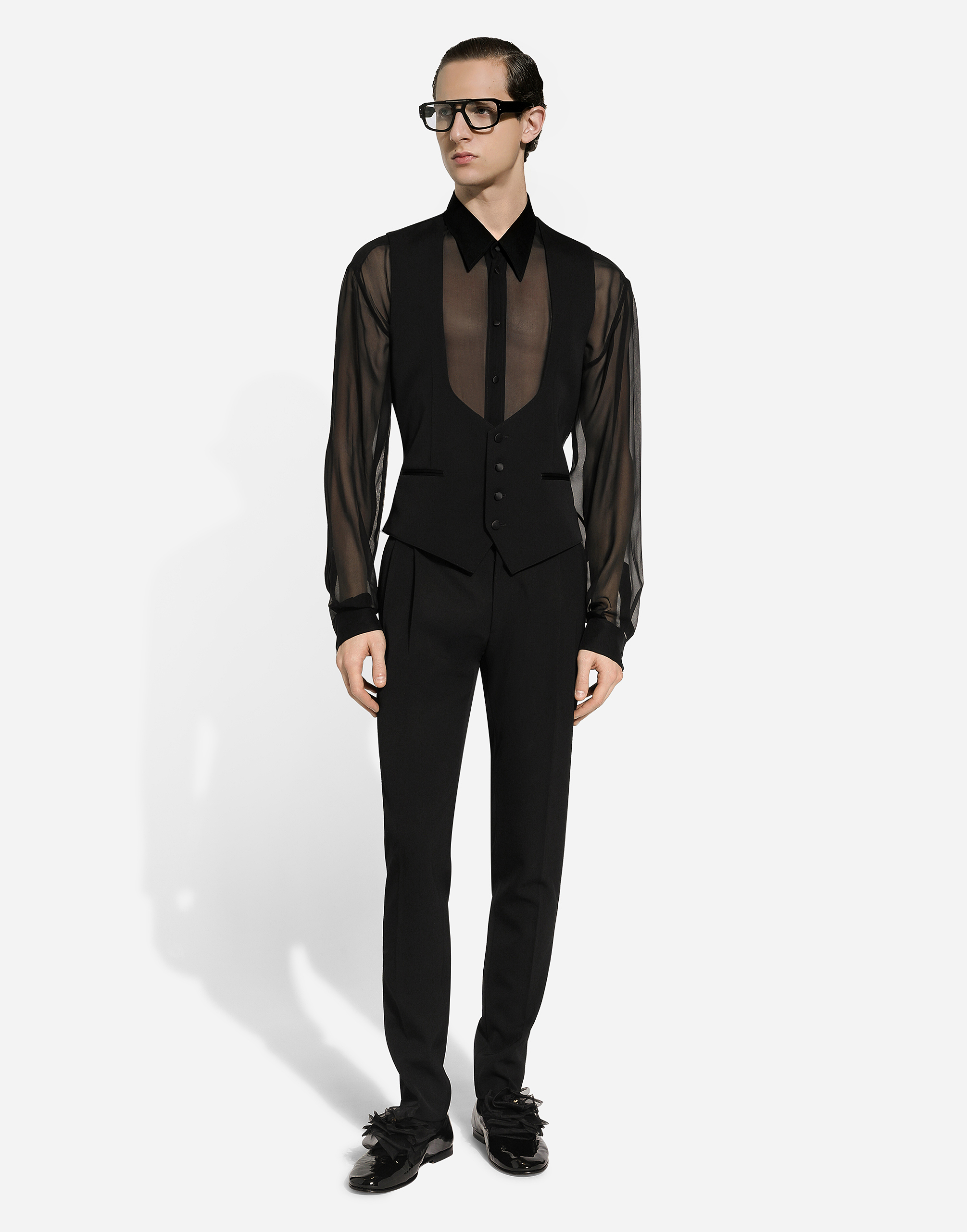 Dolce & Gabbana Classic Gabardine Tuxedo Pants In Black