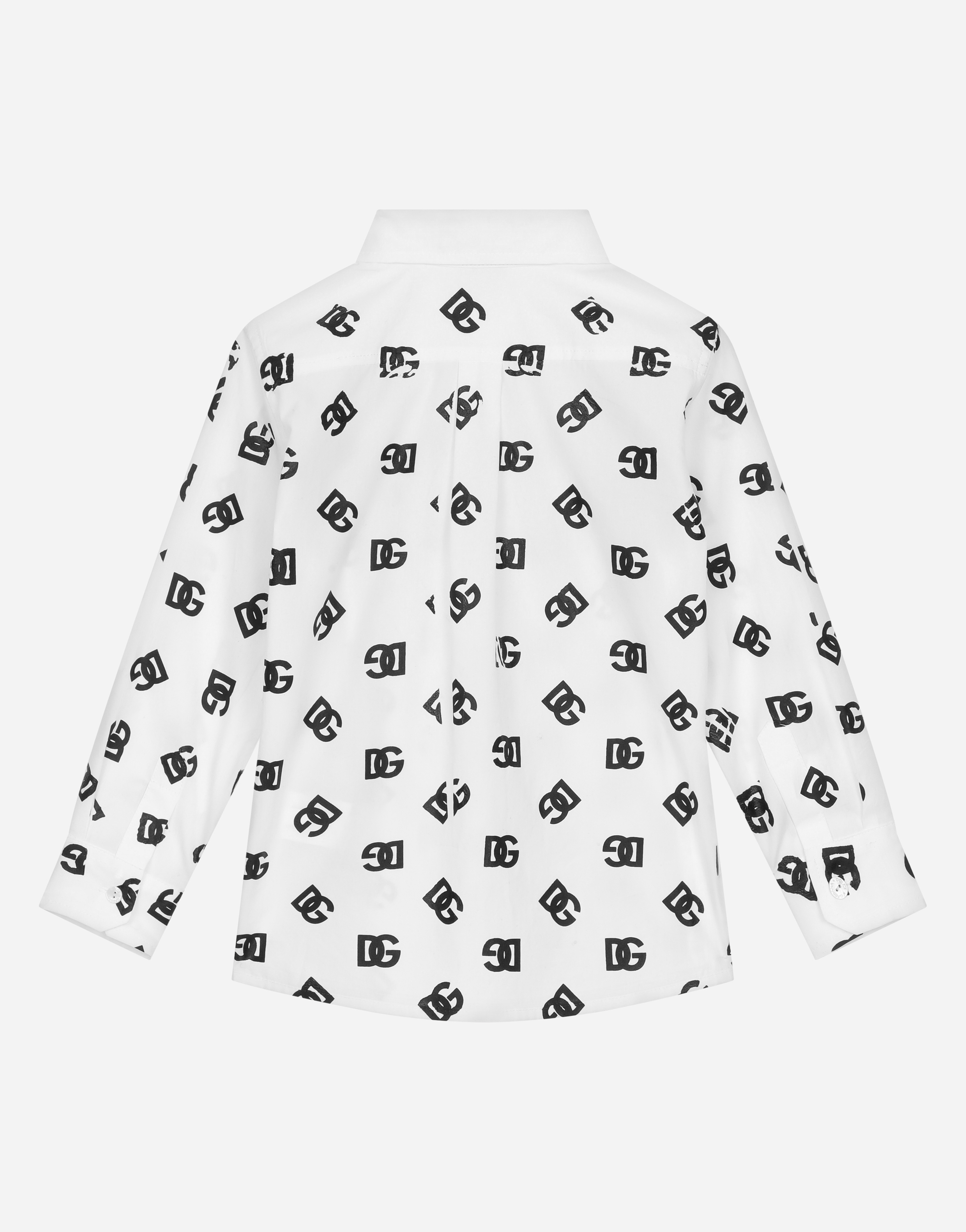 DOLCE & GABBANA POPLIN SHIRT WITH DG LOGO PRINT