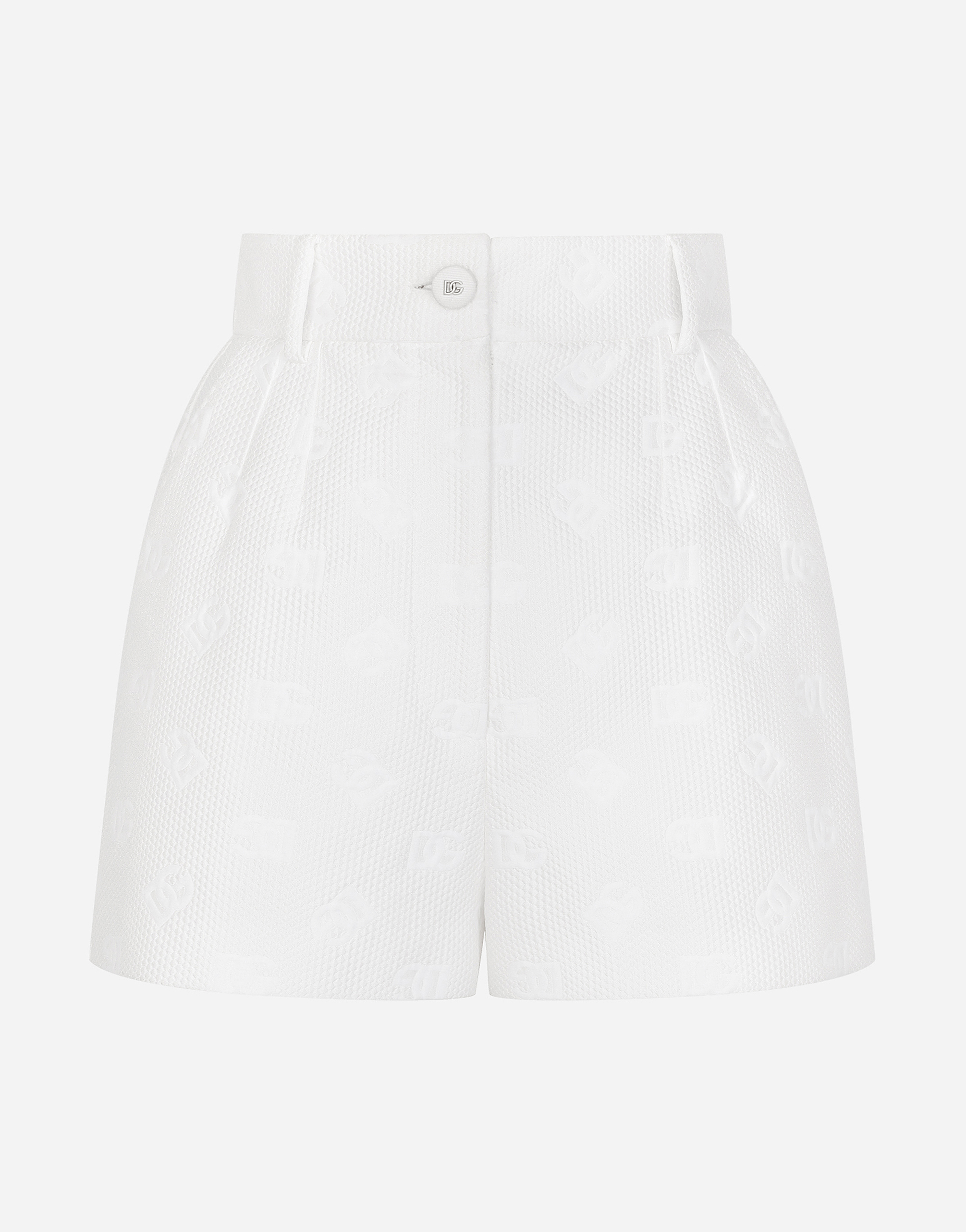 Dolce & Gabbana Jacquard Shorts With All-over Dg Logo In ホワイト