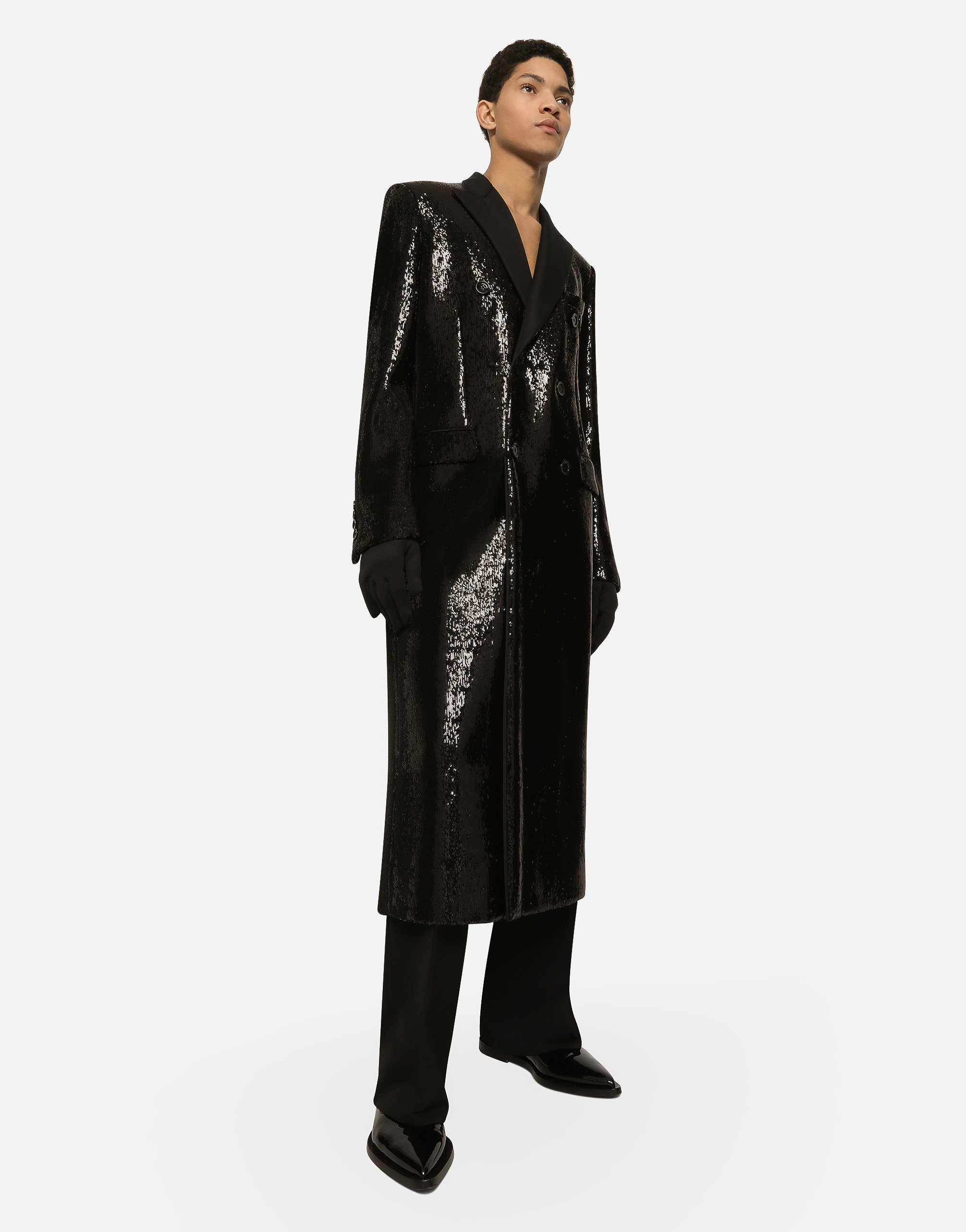 Sequined double-breasted coat