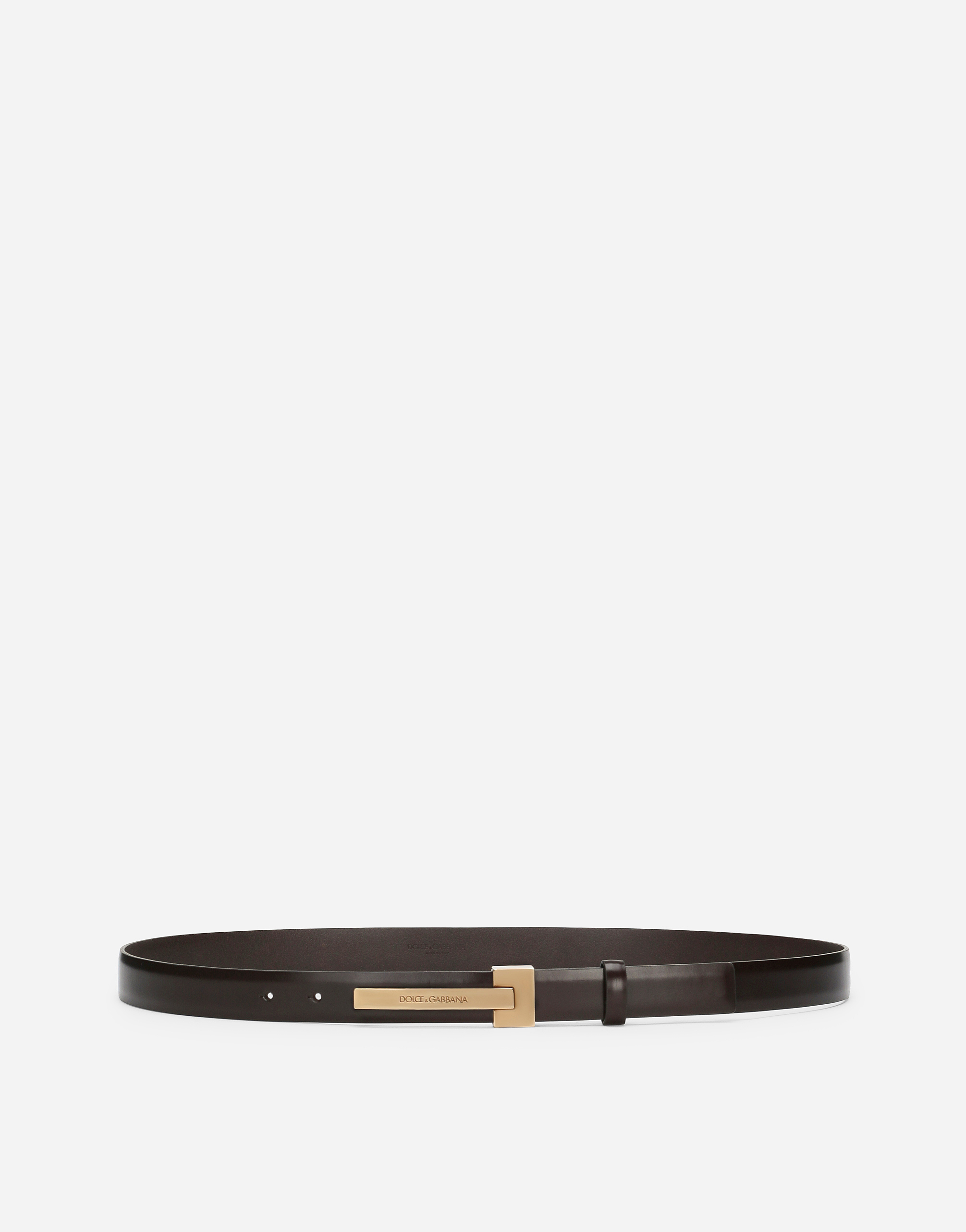 Dolce & Gabbana Brushed Calfskin Belt - Man Belts Brown Leather