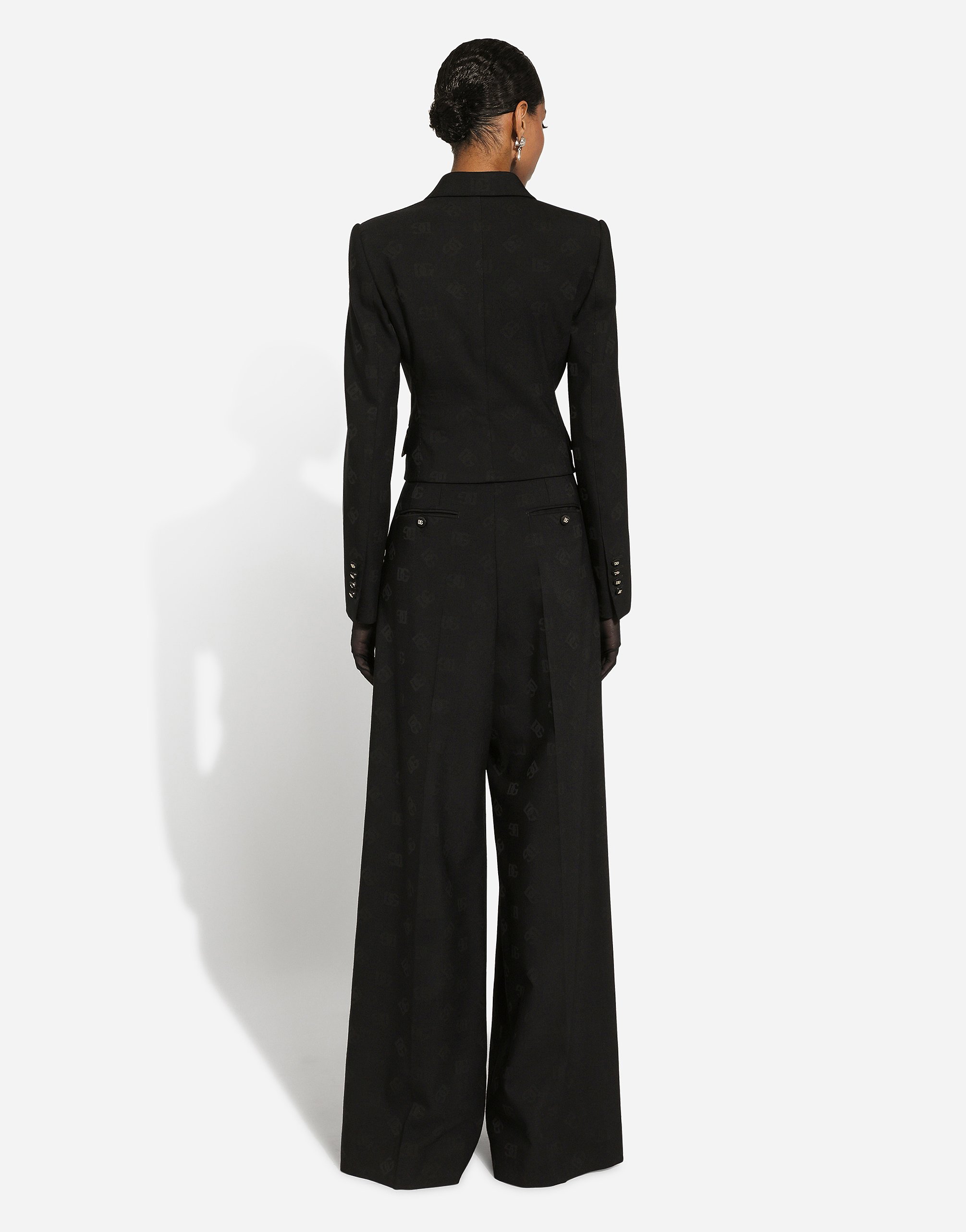 Dolce & Gabbana Monogram-jacquard Single-breasted Blazer In Black