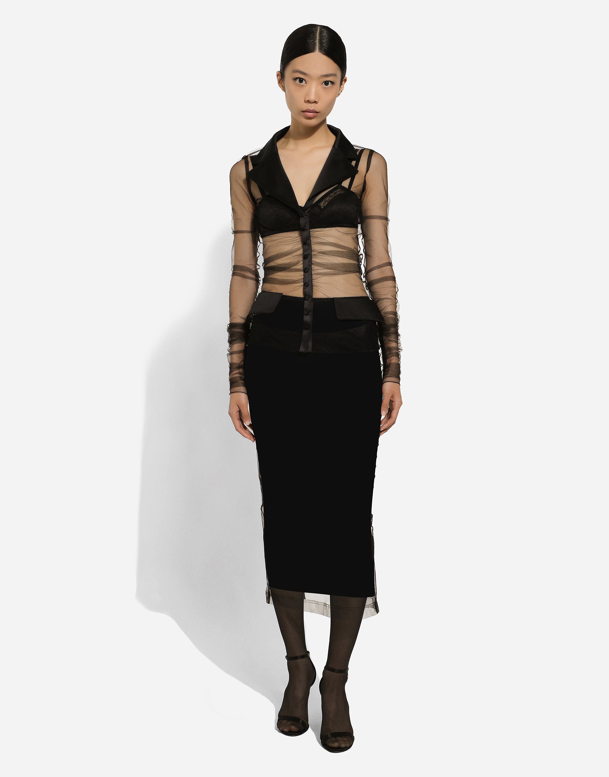 Tulle jacket with satin details