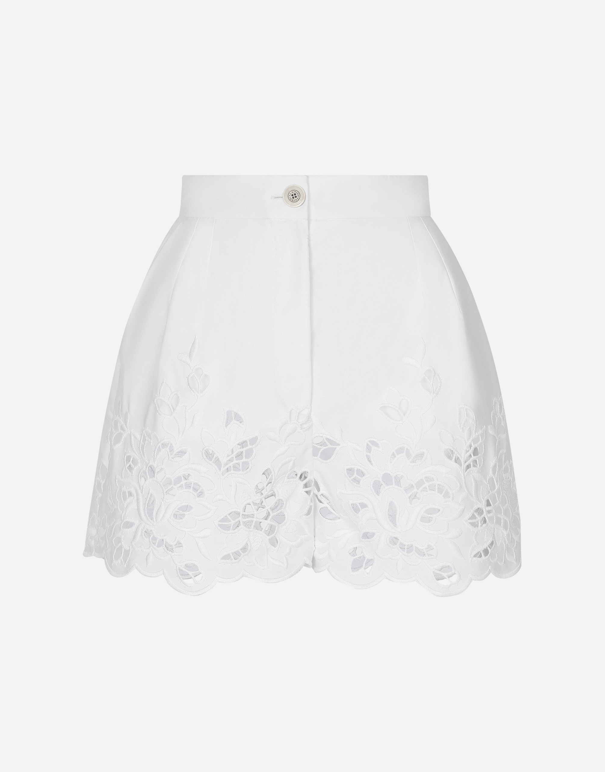 Dolce & Gabbana Cotton Shorts With Cut-out Detailing - Woman Pants And Shorts White
