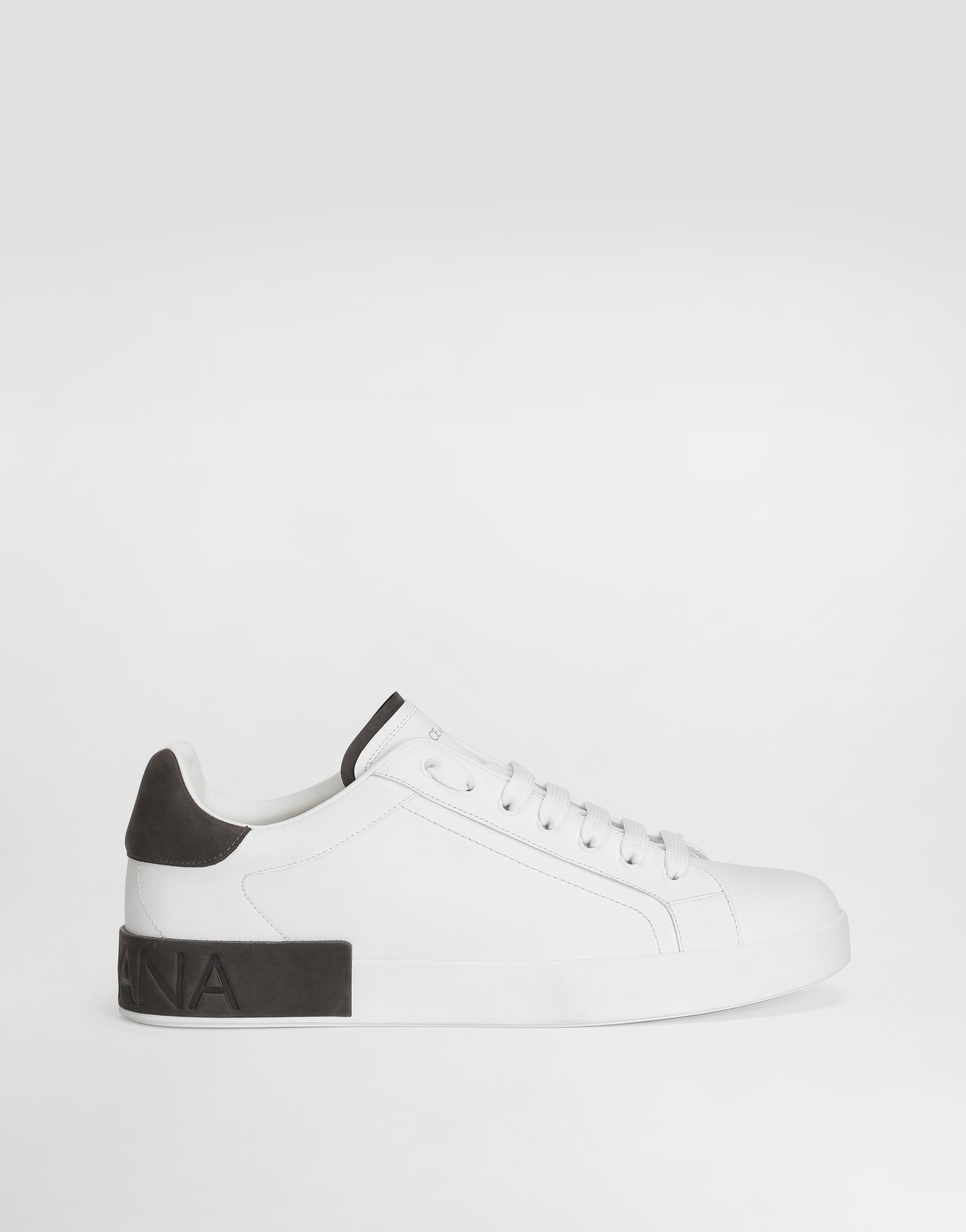 Dolce & Gabbana　厚底レザーシューズ Calfskin nappa Portofino sneakers with DG logo print in Black for