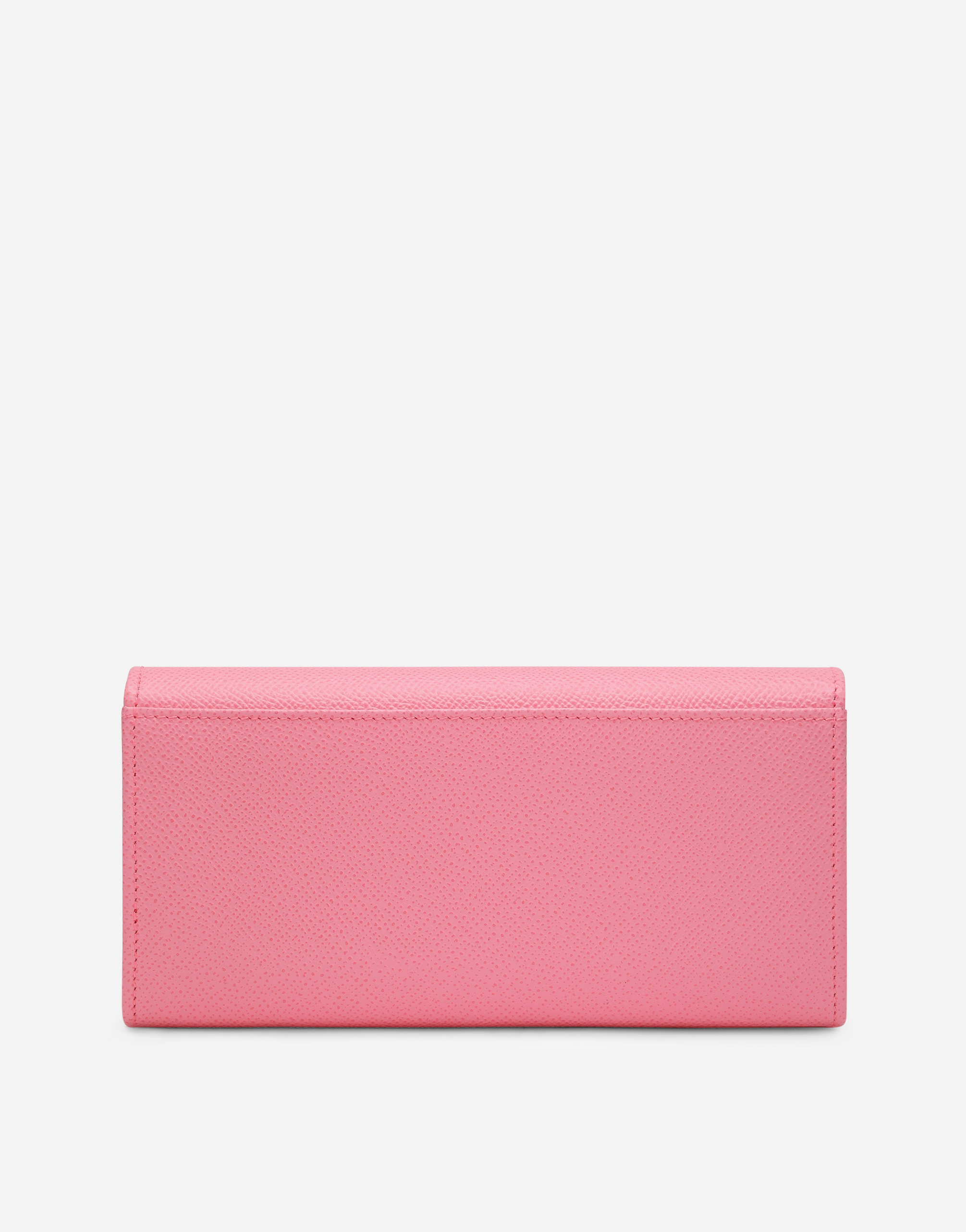 Shop Dolce & Gabbana Dauphine Calfskin Wallet With Branded Tag In Pink