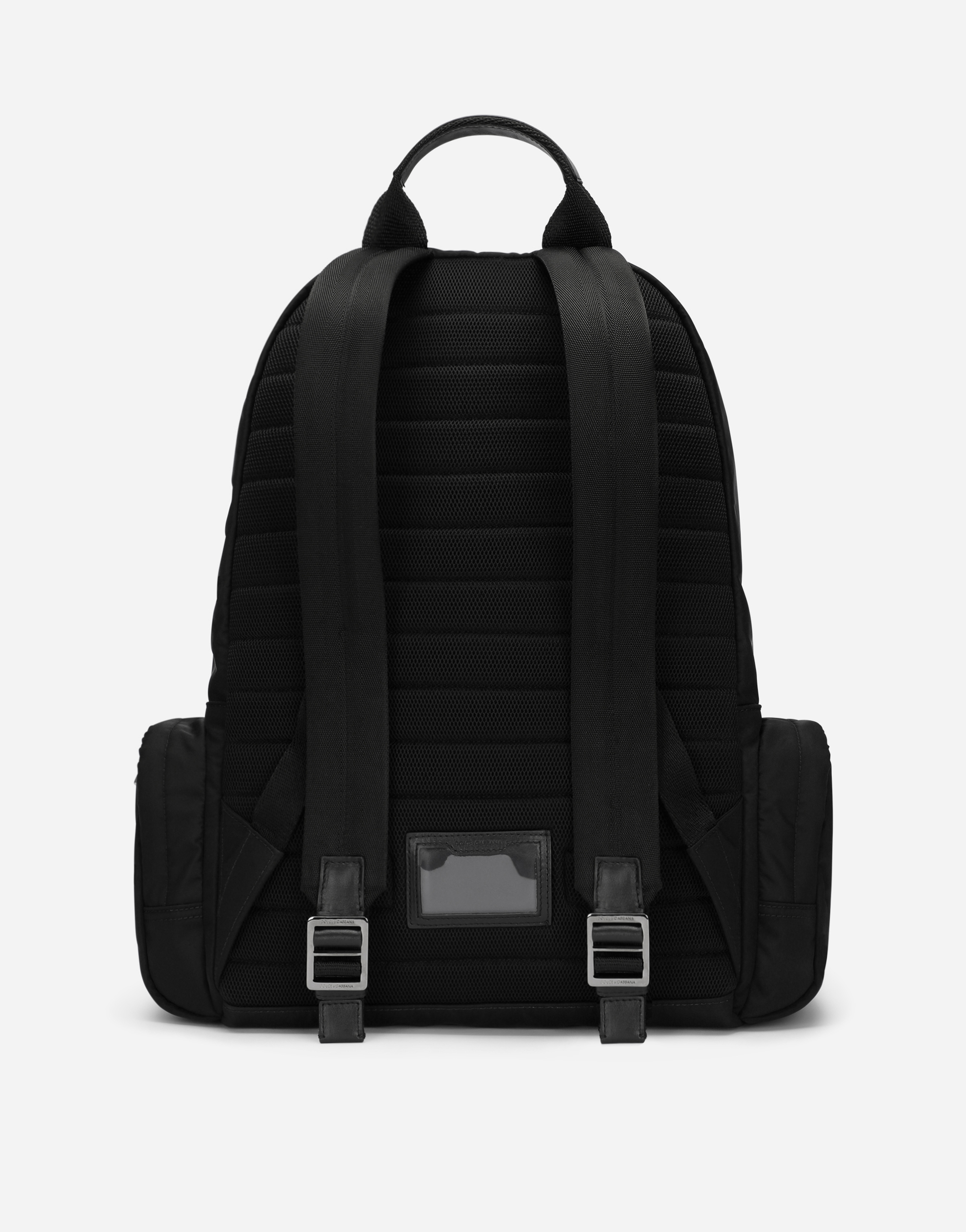 Shop Dolce & Gabbana Nylon Backpack With Rubberized Logo In Black