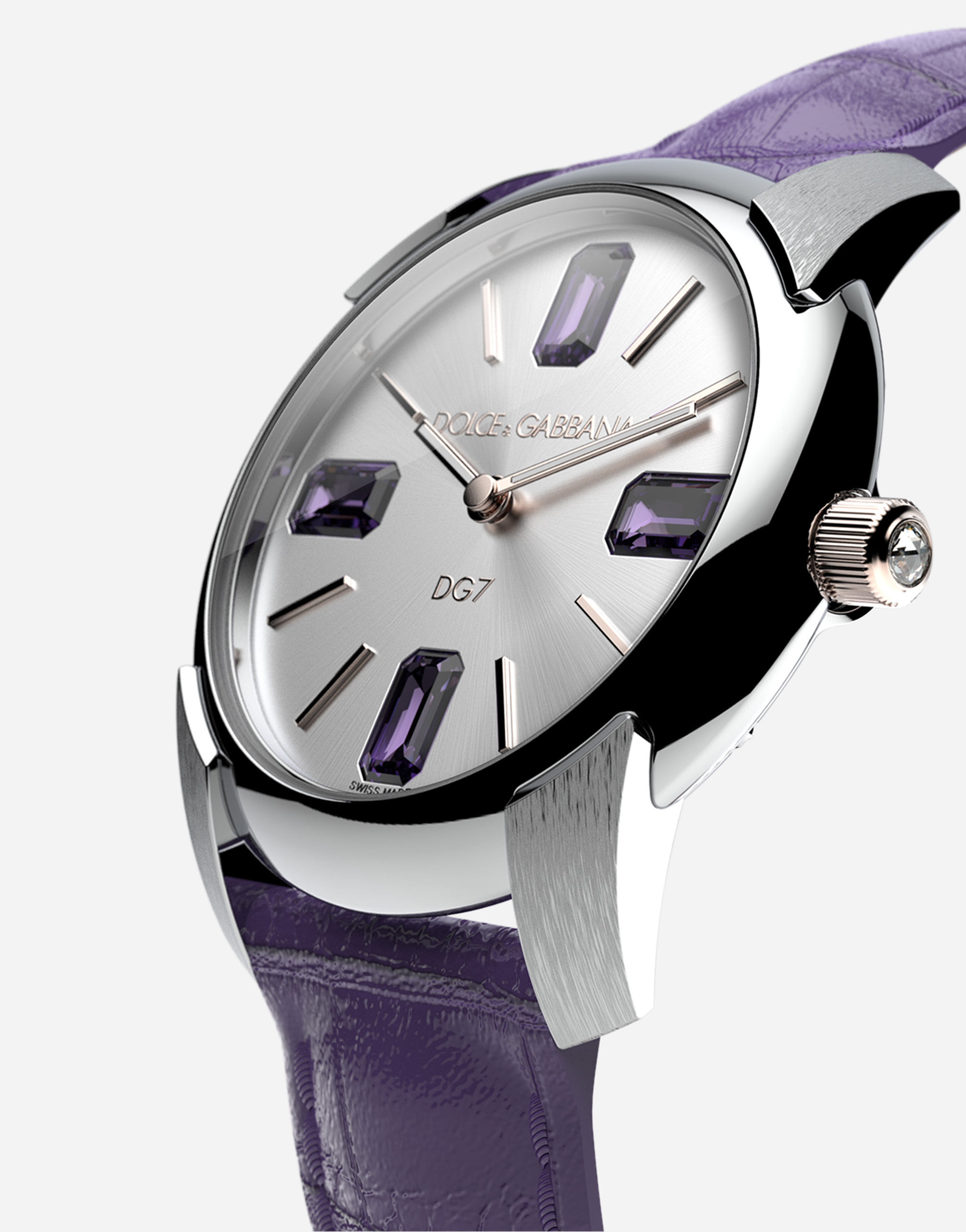 Shop Dolce & Gabbana Watch With Alligator Strap In Purple