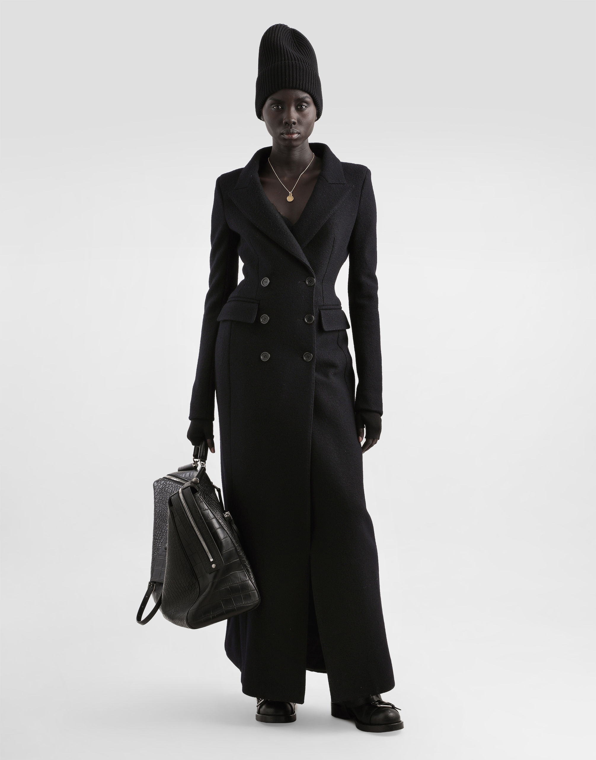 Dolce & Gabbana Double-breasted Coat In Black