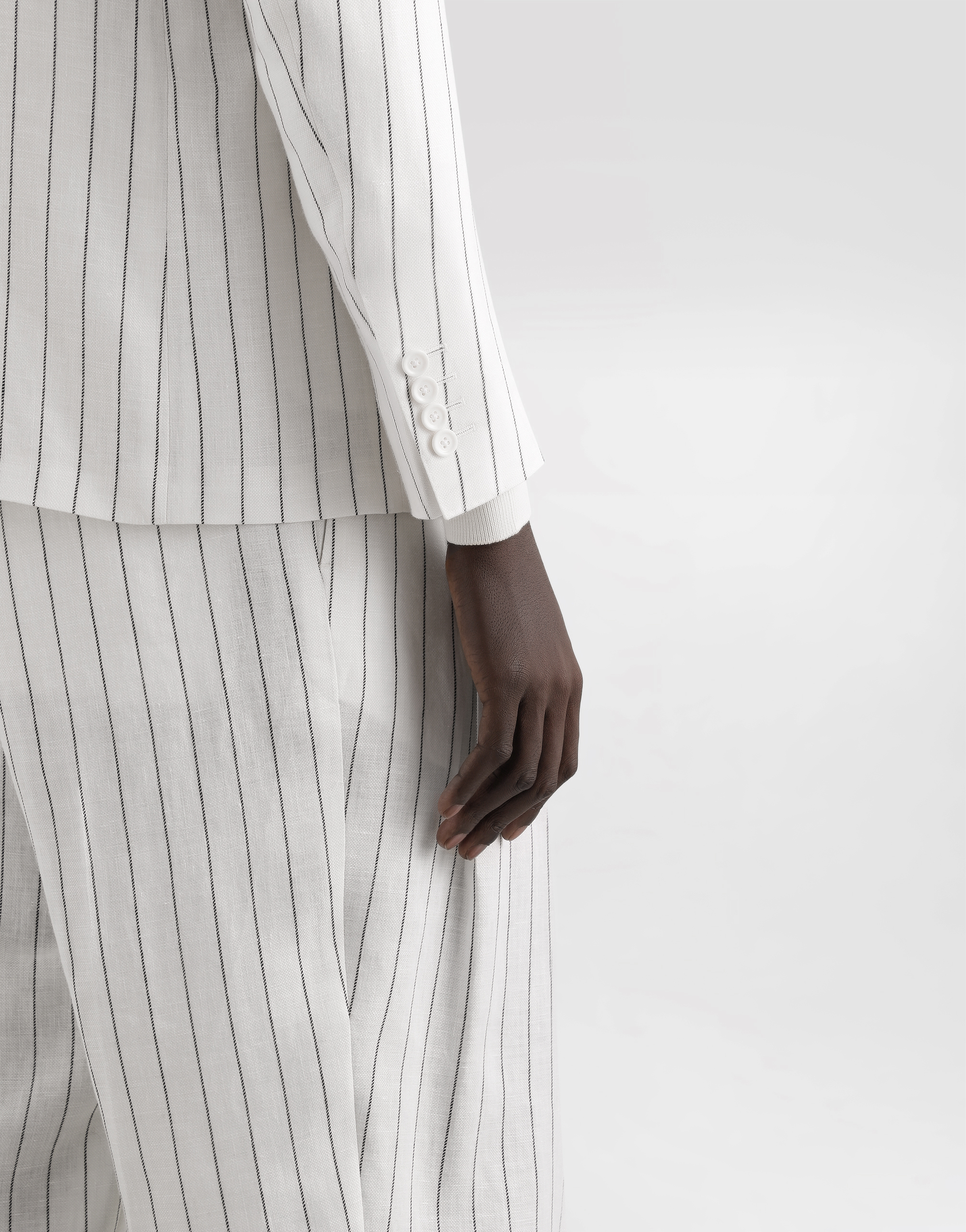 Single-breasted pinstripe linen-blend jacket