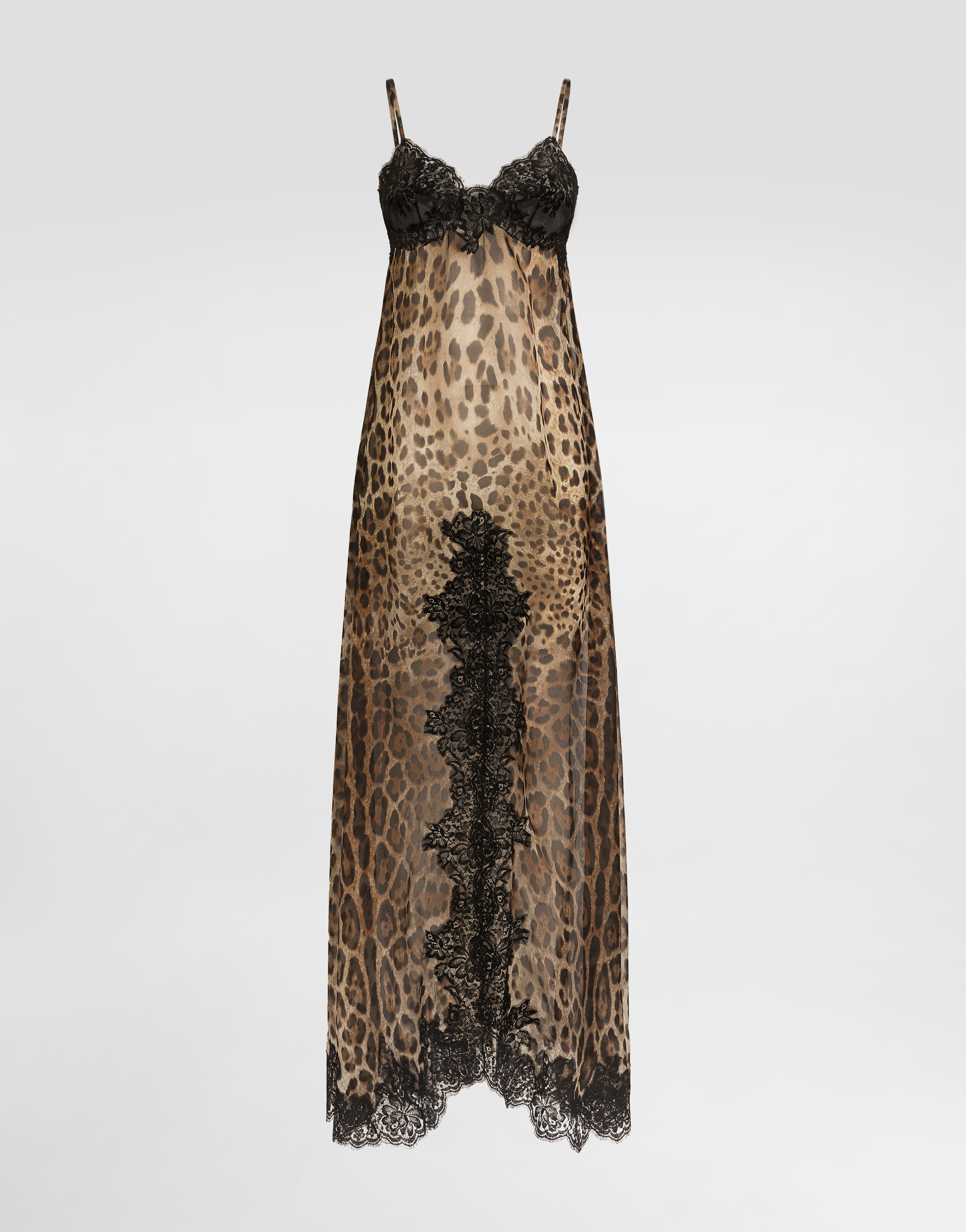 Dolce & Gabbana Leo-print Chiffon Slip Dress In Brown